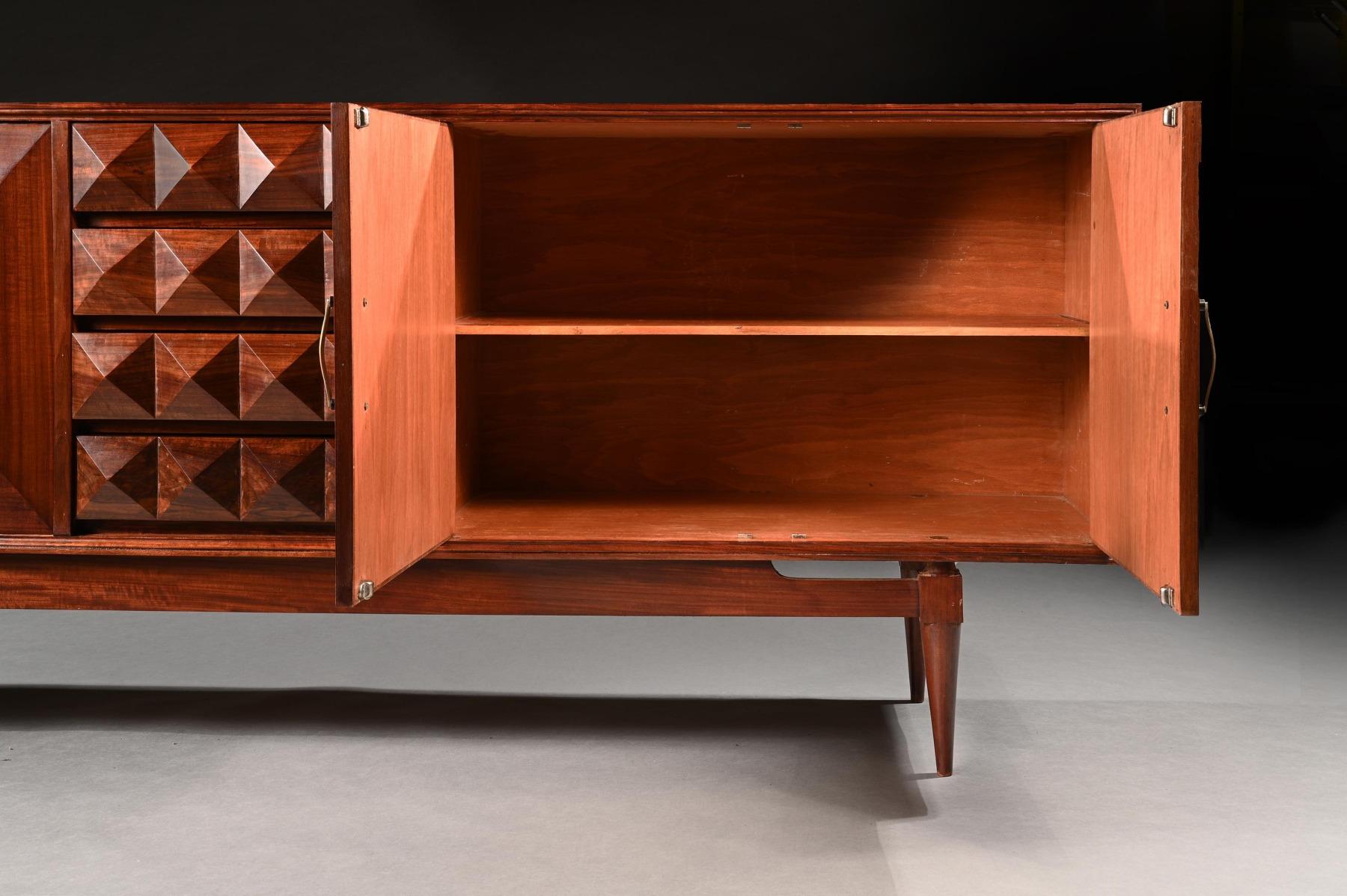 Mid-century Walnut Sideboard Enfilade 1960 in the Manner of Vladimir Kagan For Sale 2