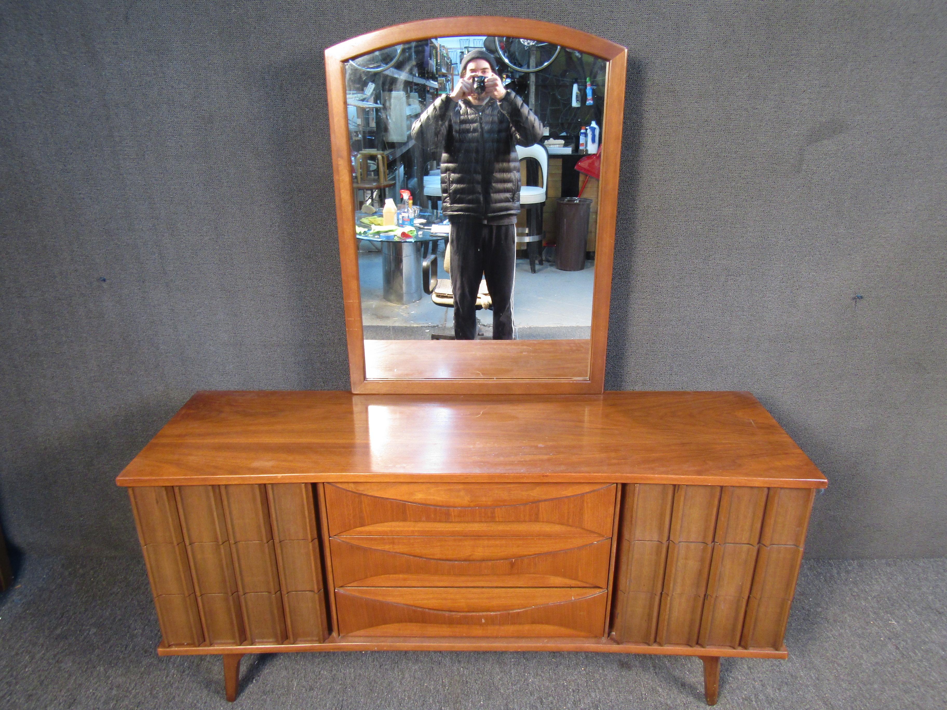 Mid-Century Modern Mid-Century Walnut Sideboard w/ Mirror For Sale