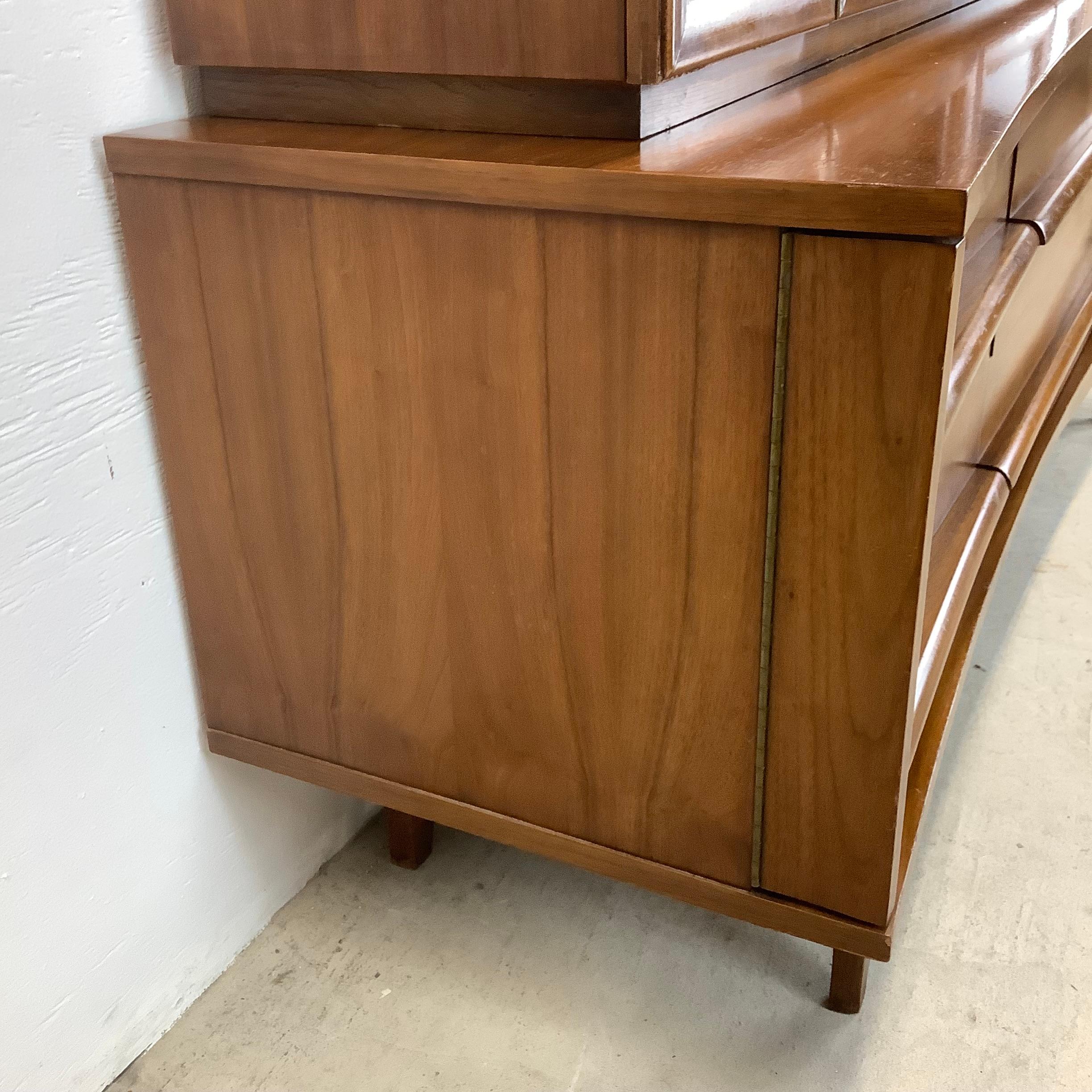 Mid-Century Walnut Sideboard with China Cabinet by Young Mfg 2