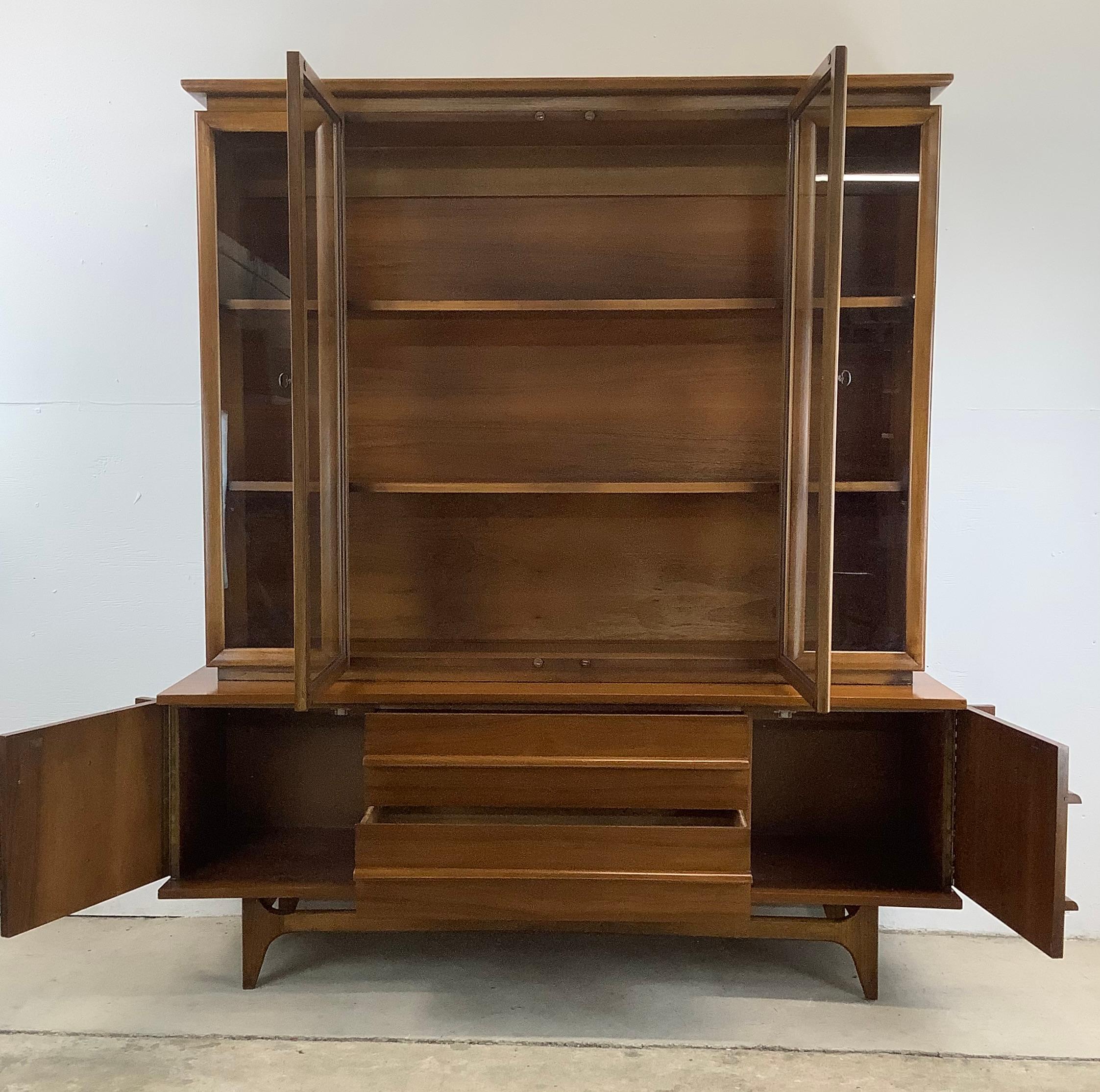 Mid-Century Modern Mid-Century Walnut Sideboard with China Cabinet by Young Mfg