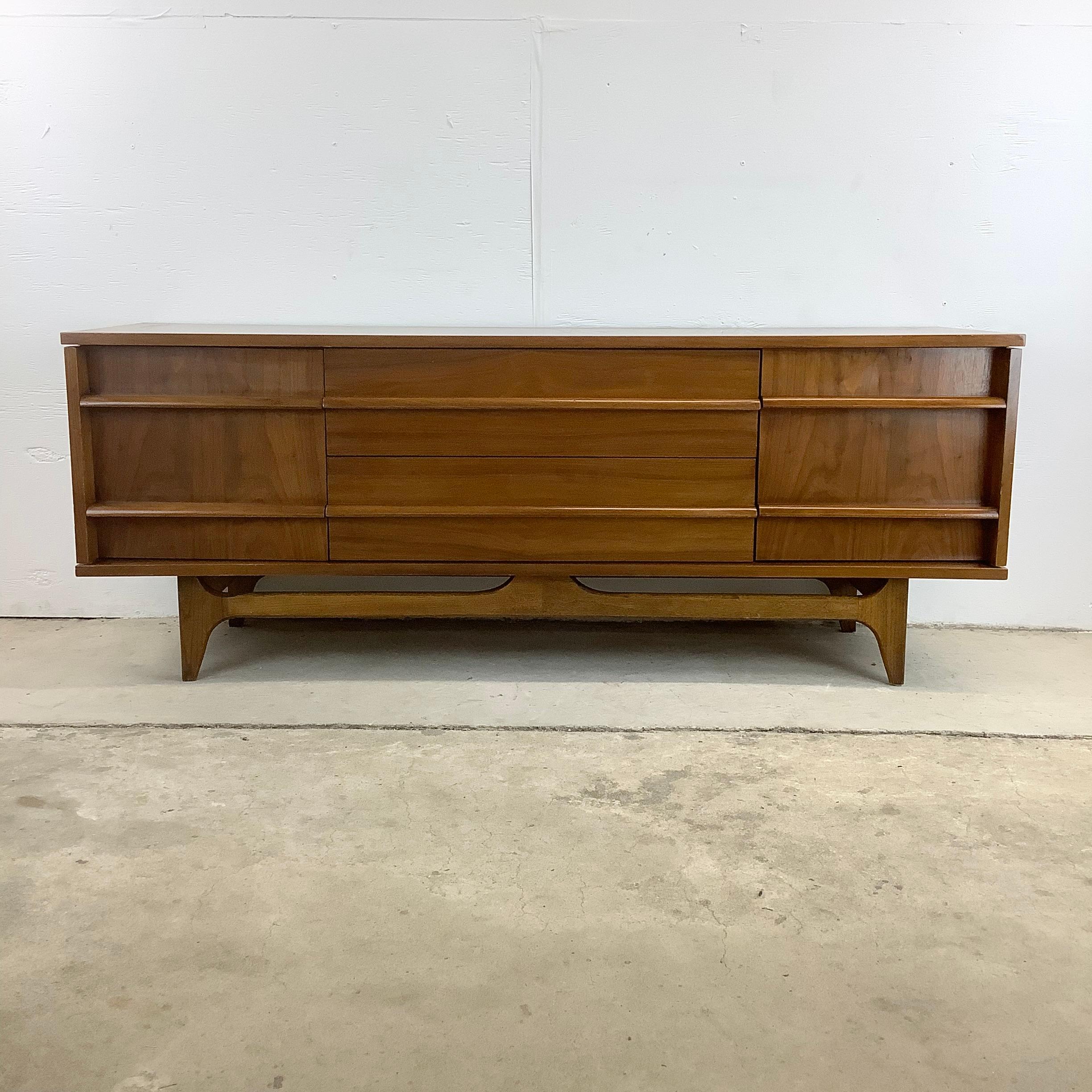 20th Century Mid-Century Walnut Sideboard with China Cabinet by Young Mfg
