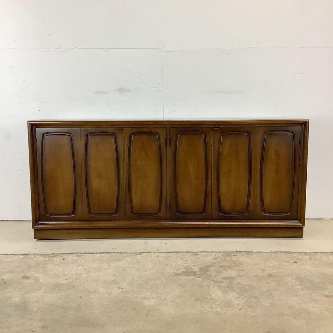 Midcentury Walnut Sideboard with China Cabinet Topper 9
