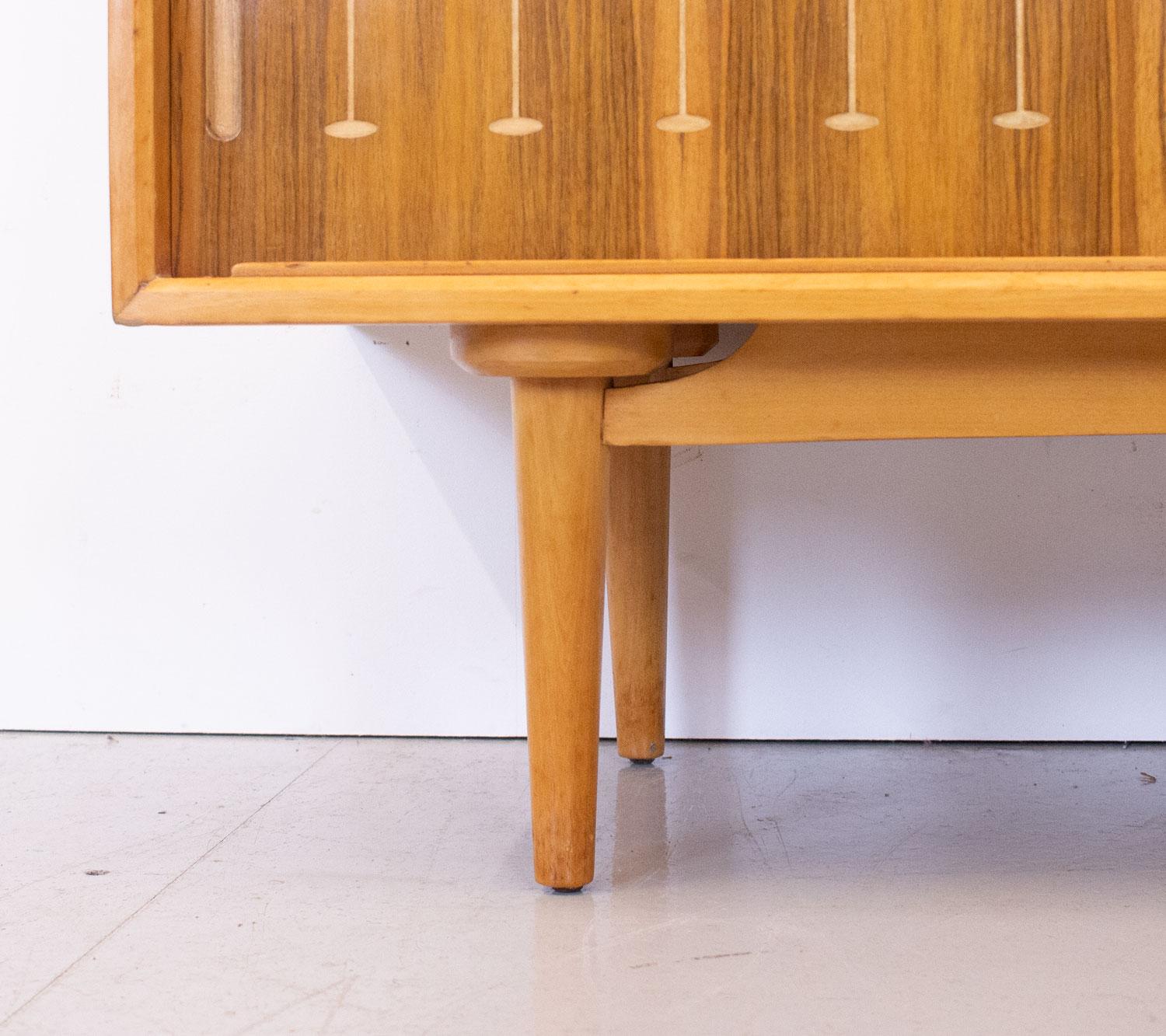 20th Century Mid Century Walnut Sideboard with Routed Pattern by Heals, 1950s