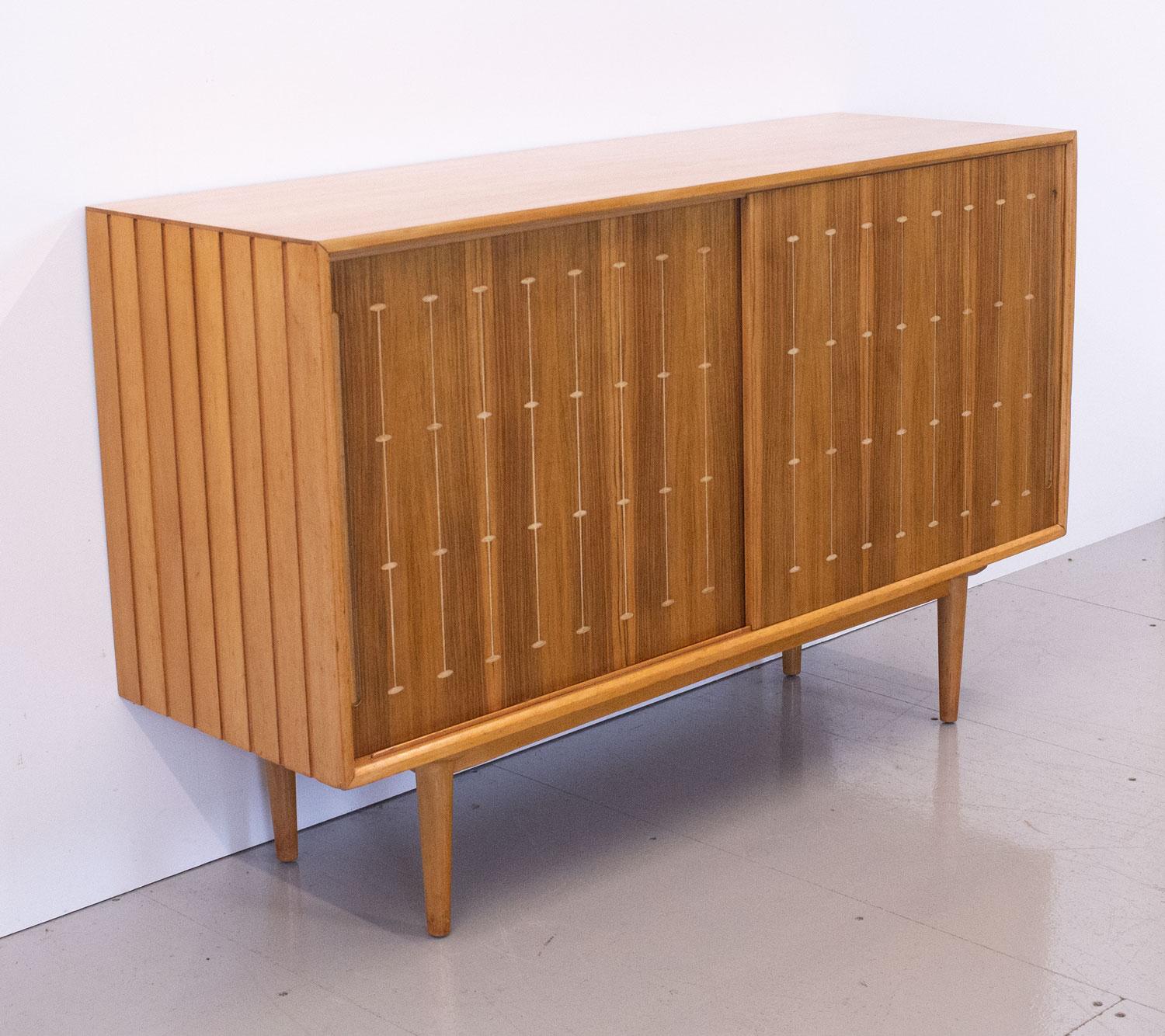 Mid Century Walnut Sideboard with Routed Pattern by Heals, 1950s 1