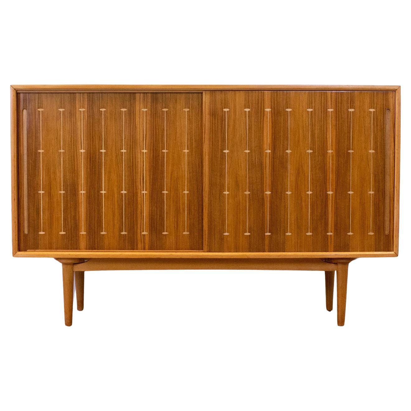 Mid Century Walnut Sideboard with Routed Pattern by Heals, 1950s