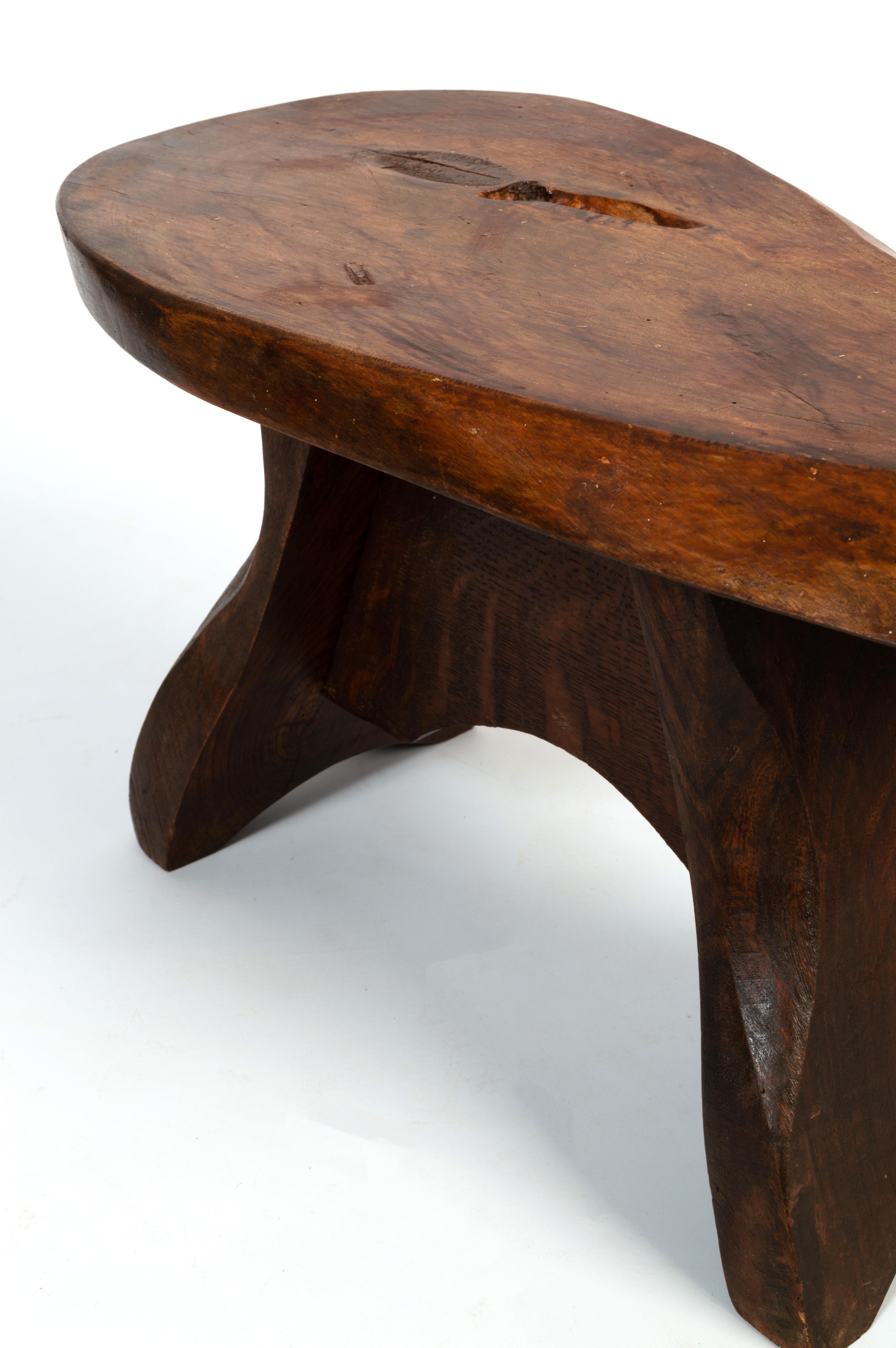 Midcentury Walnut Slab End Table Side Table, circa 1970 For Sale 2