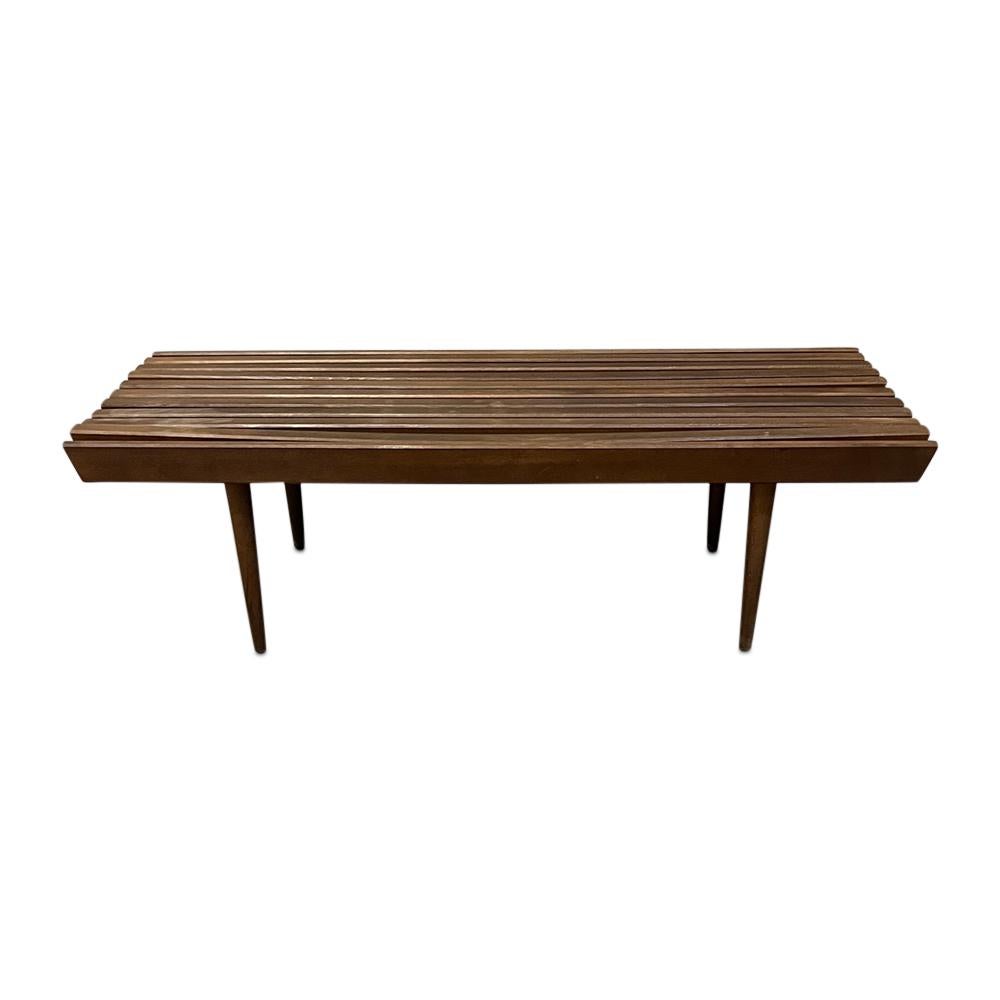 Mid-Century Walnut slate bench / Coffee table 1960’s Circa
Dimensions: 
Length: 48” x D18” x H15” inches