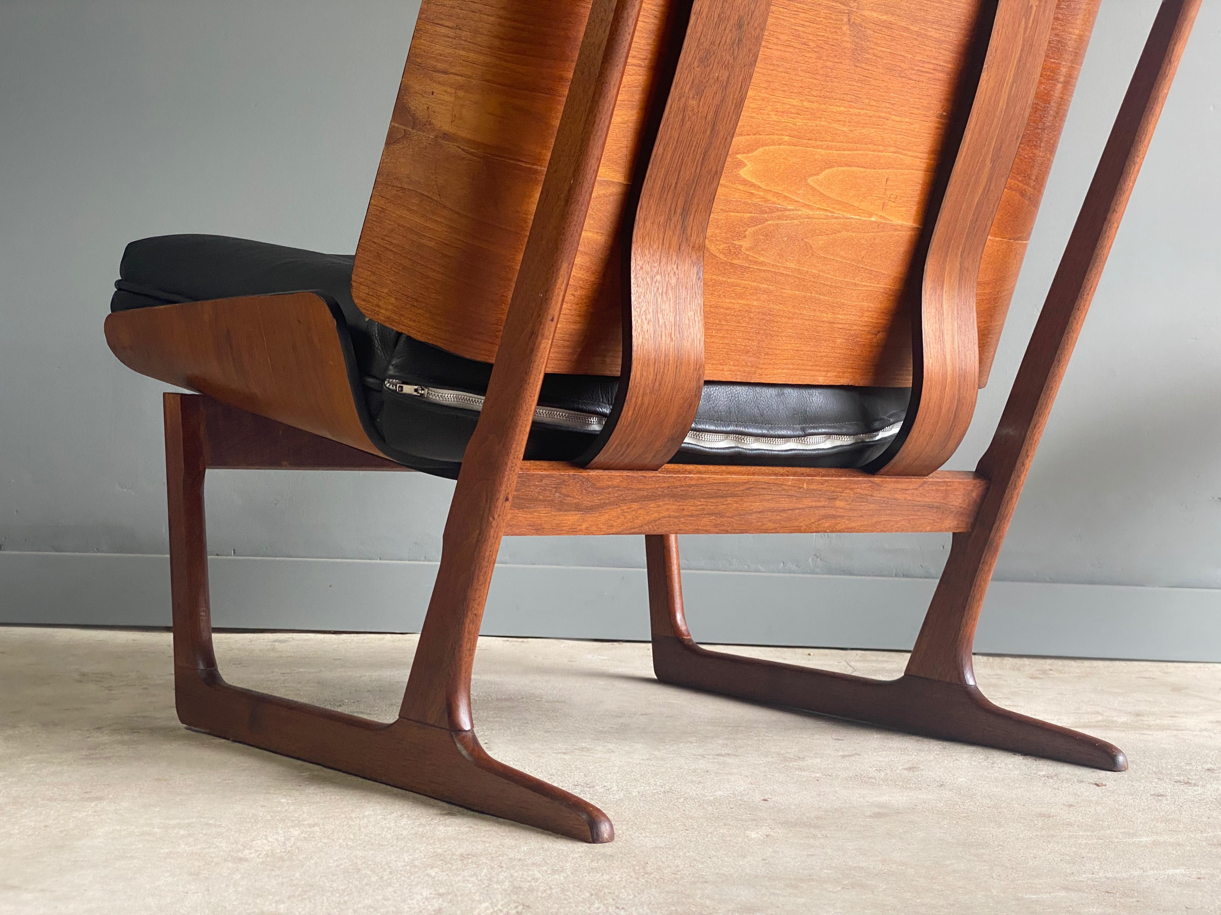 Mid Century Walnut Sled Chair by Deco House  9
