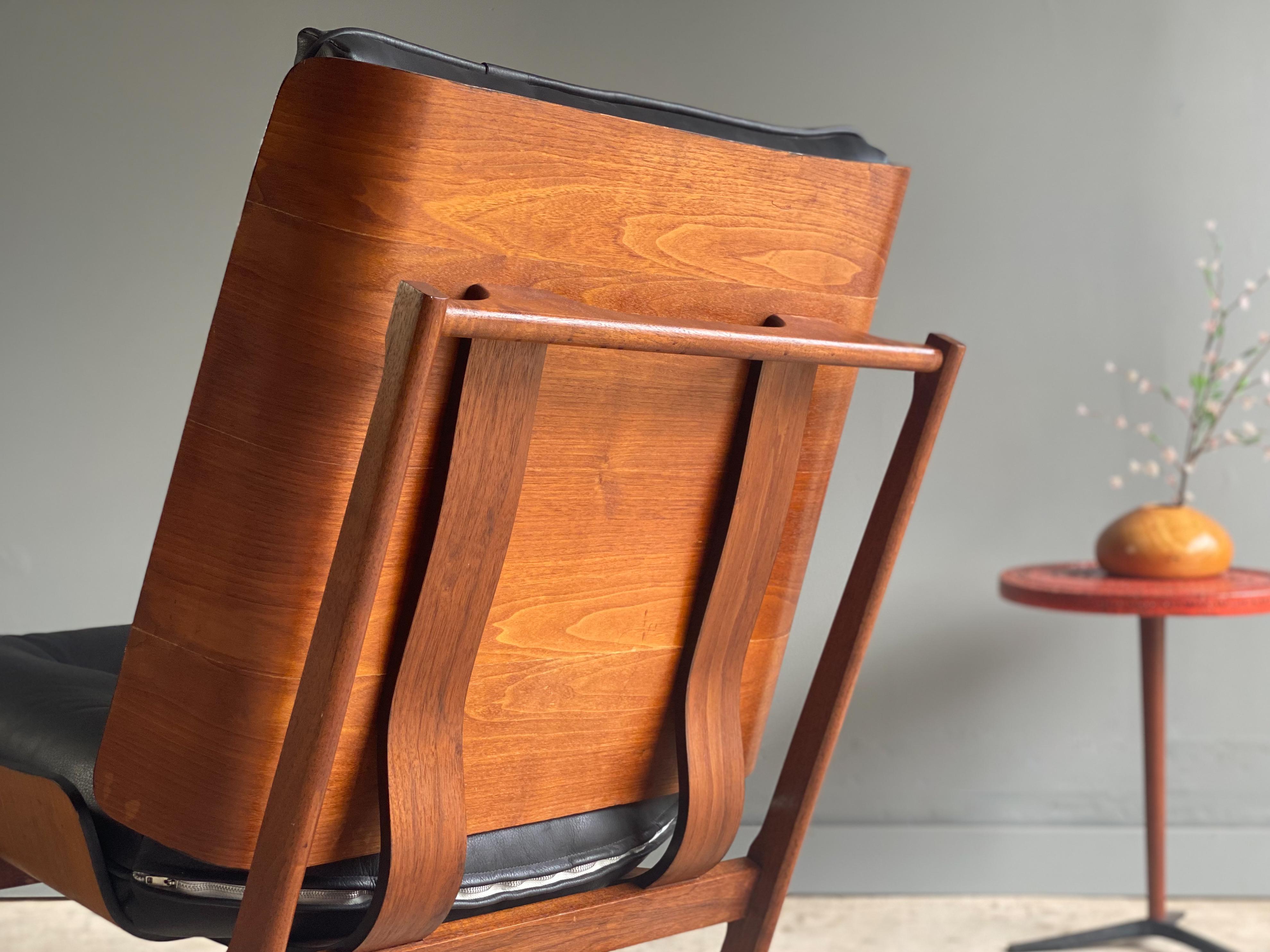 Mid-20th Century Mid Century Walnut Sled Chair by Deco House 