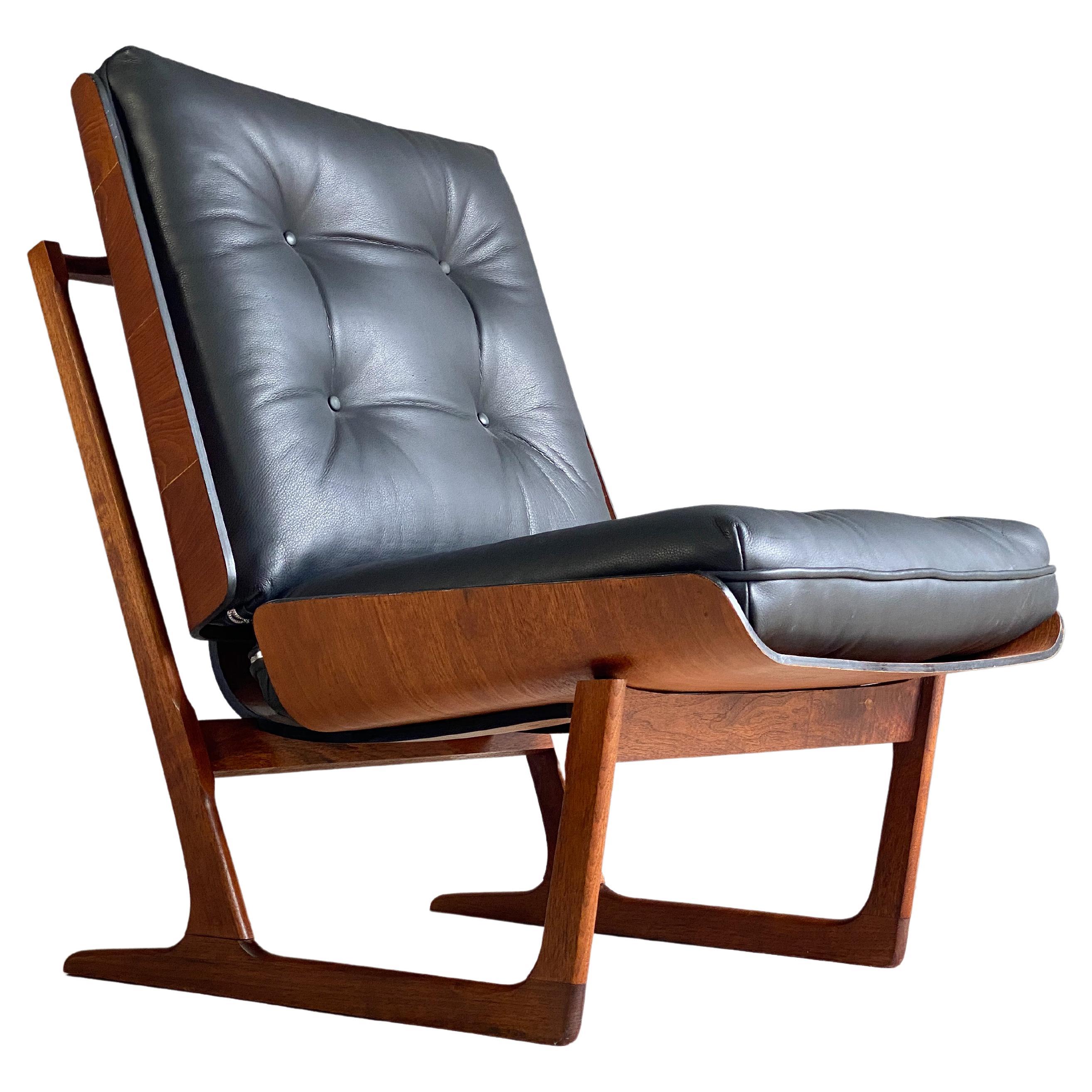 Mid Century Walnut Sled Chair by Deco House 