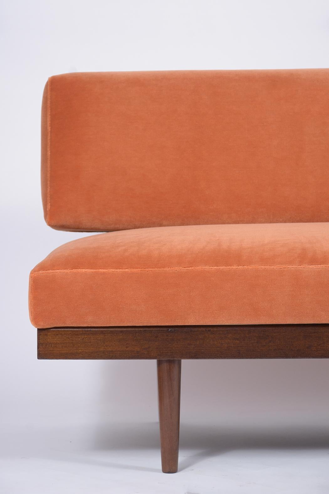 American Mid Century Modern Upholstered Walnut Sofa