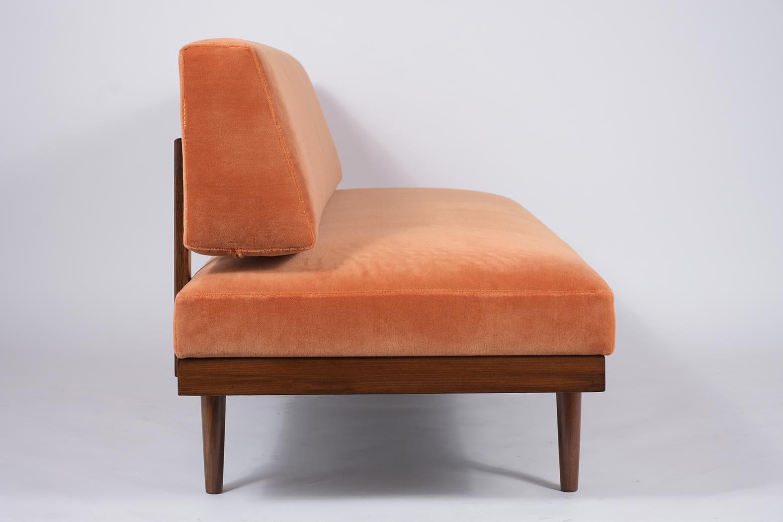 Mid-20th Century Mid Century Modern Upholstered Walnut Sofa