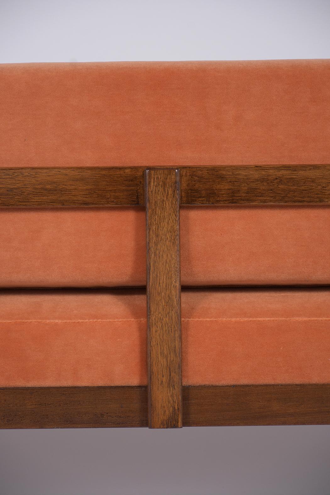 Mid Century Modern Upholstered Walnut Sofa 1