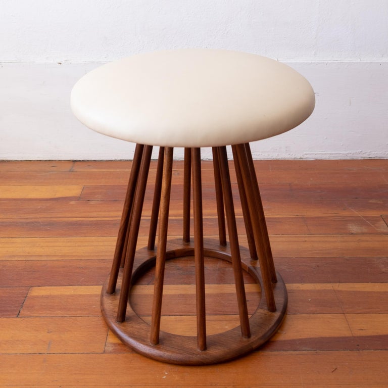 Mid Century Walnut Spindle Stool by Arthur Umanoff at 1stDibs