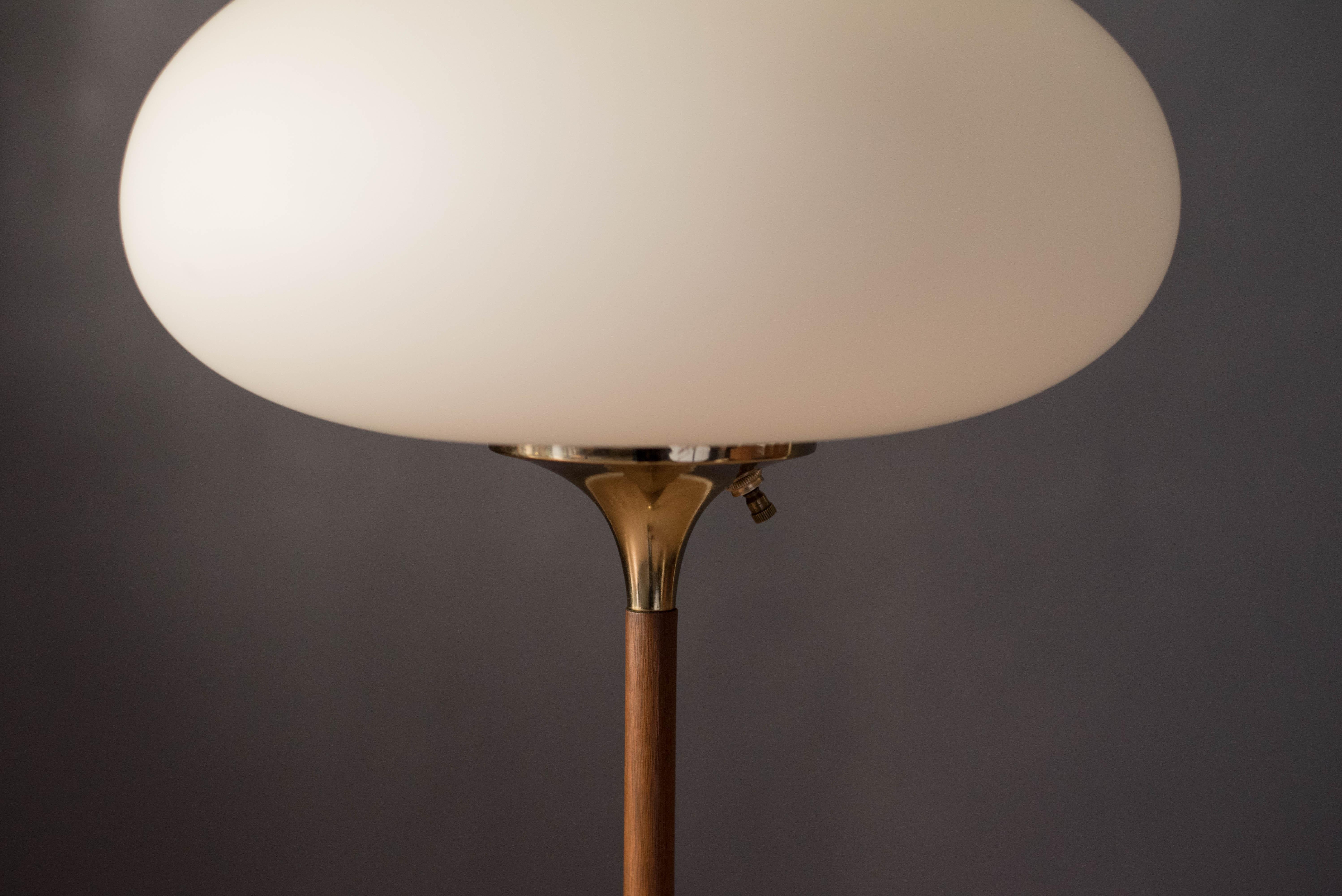 Plated Mid Century Walnut Stem Laurel Floor Lamp