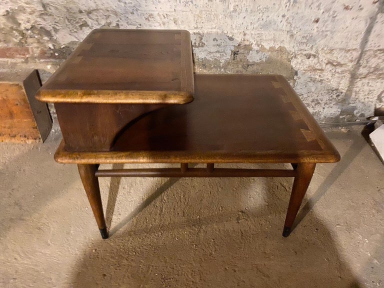 Woodwork Mid-Century Walnut Step Table by Lane, Acclaim For Sale
