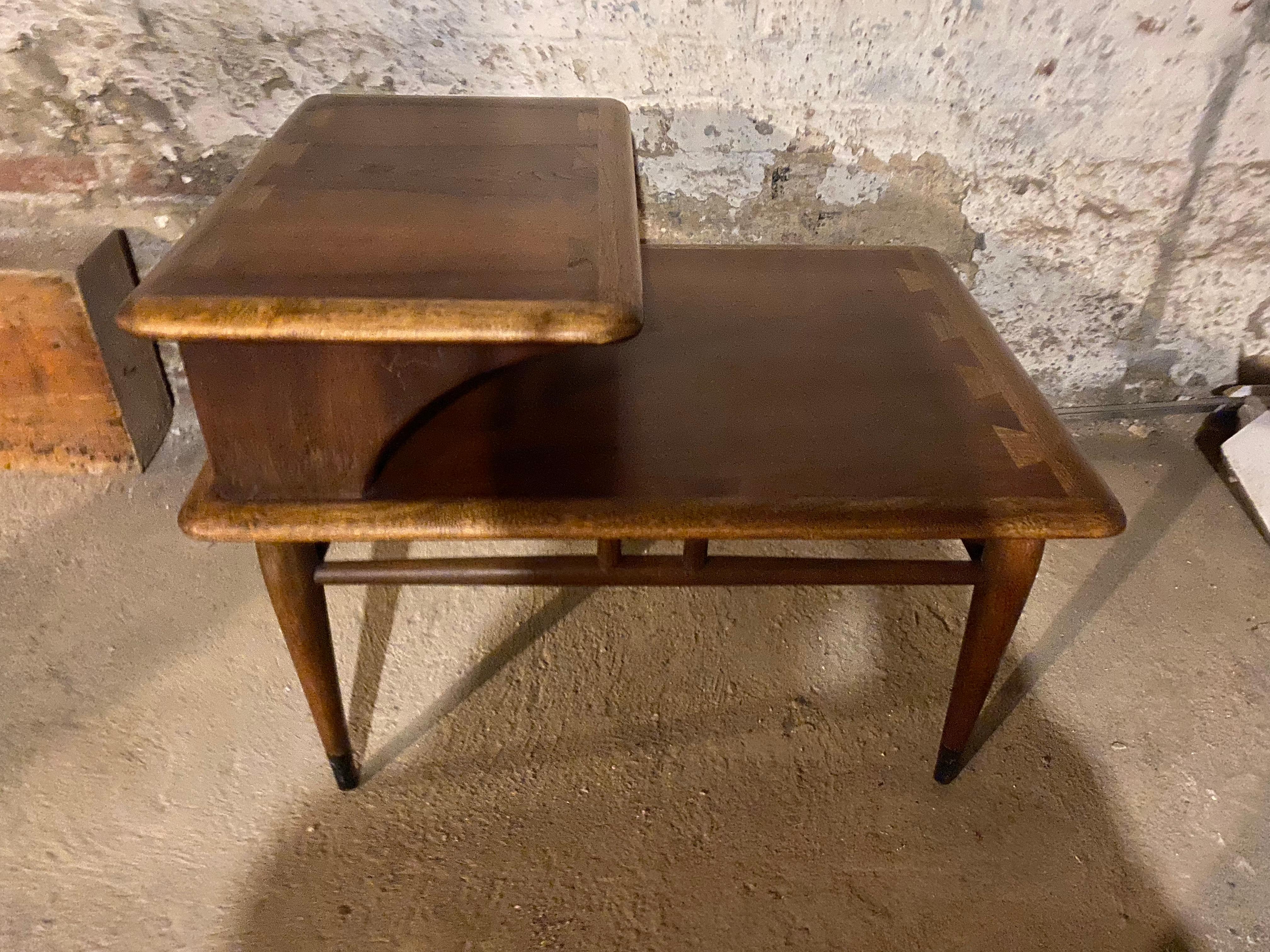 American Mid-Century Walnut Step Table by Lane, Acclaim