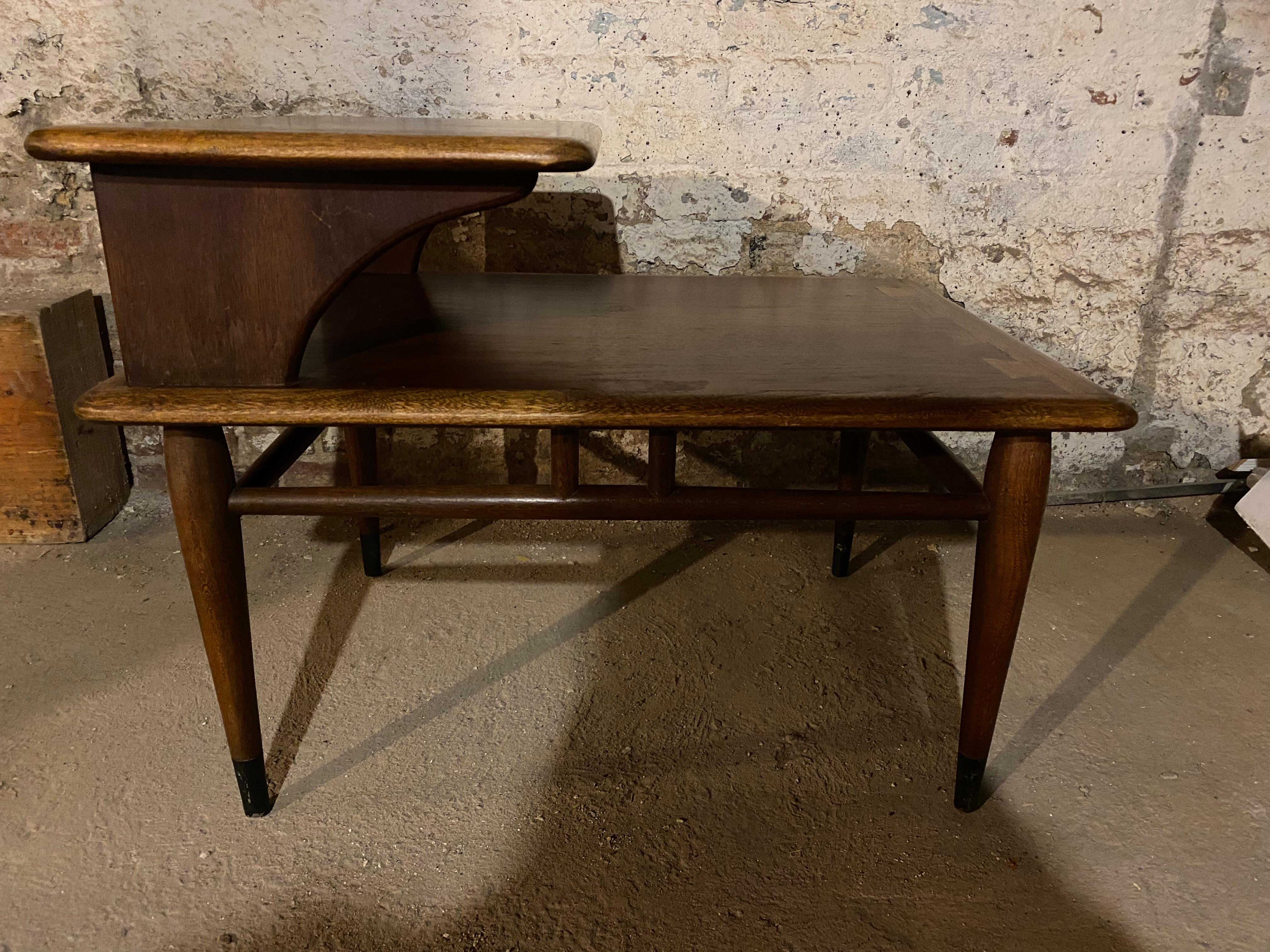 Woodwork Mid-Century Walnut Step Table by Lane, Acclaim