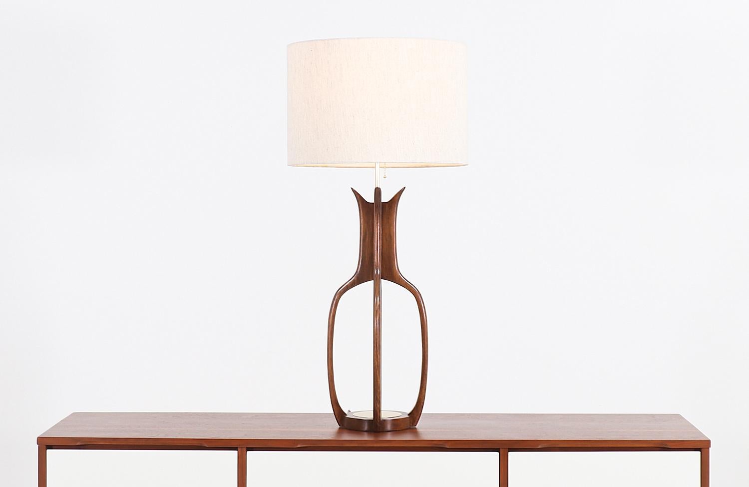Mid-Century Modern Midcentury Walnut Table Lamp by Modeline