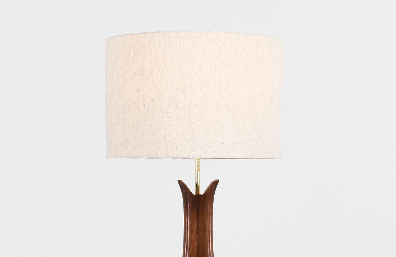 Polished Midcentury Walnut Table Lamp by Modeline