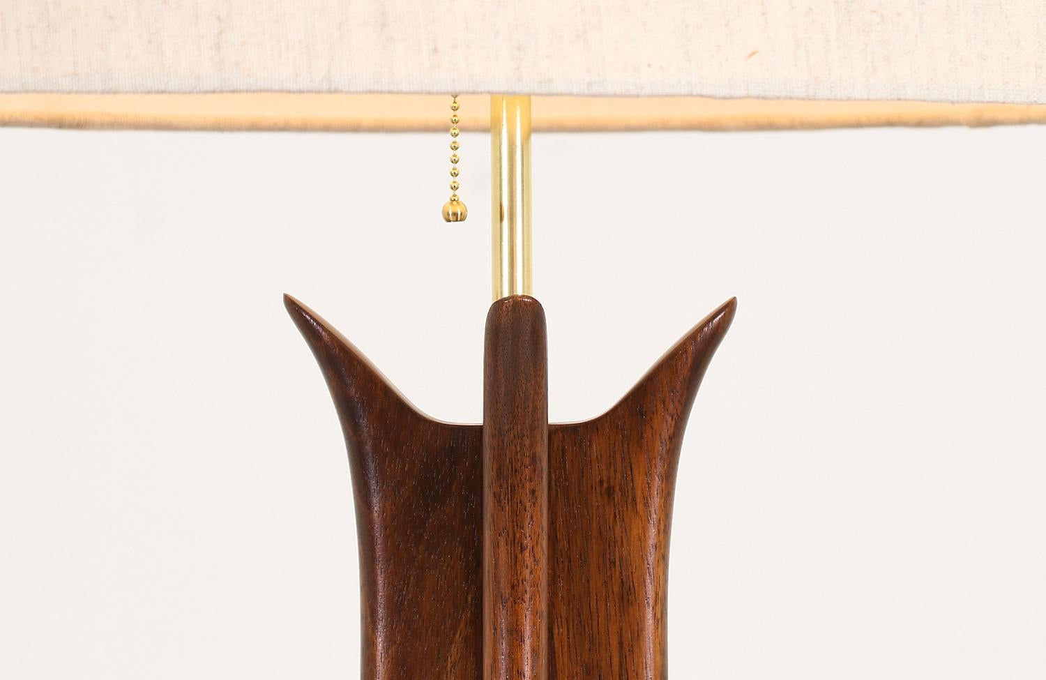 Midcentury Walnut Table Lamp by Modeline 1