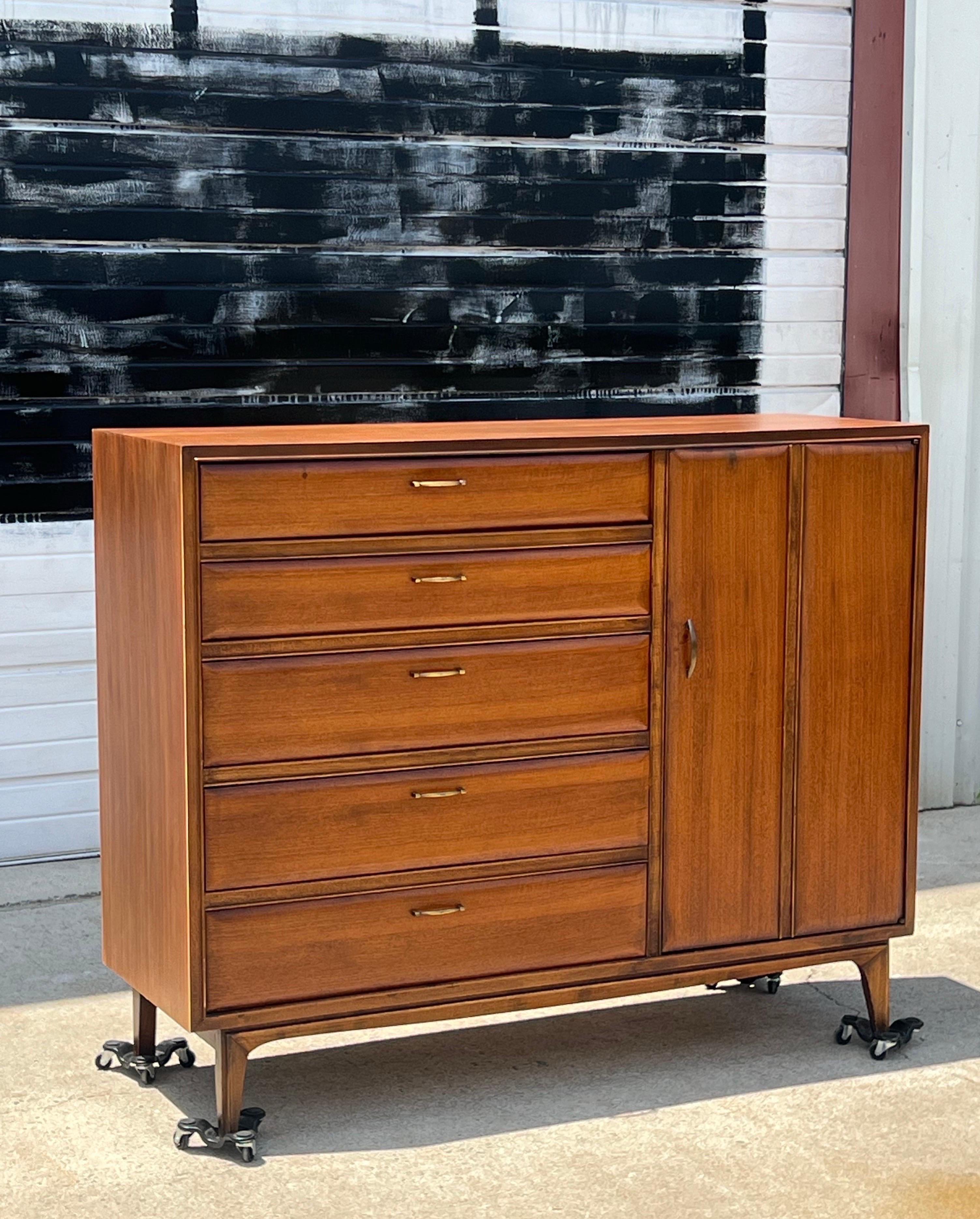 Mid-Century Walnut Tall Boy by Lane Furniture For Sale 3