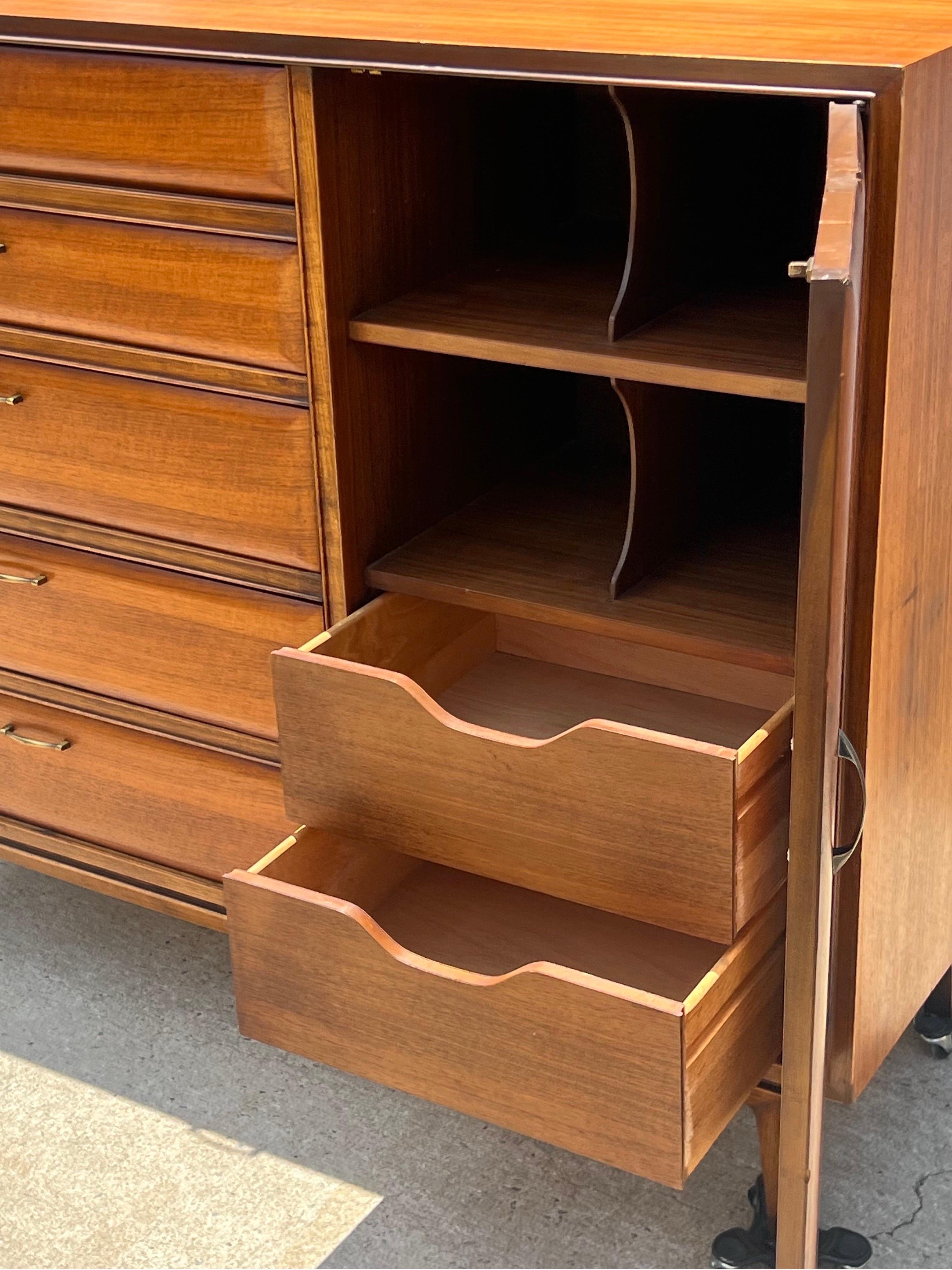 Mid-Century Walnut Tall Boy by Lane Furniture In Good Condition For Sale In Raleigh, NC