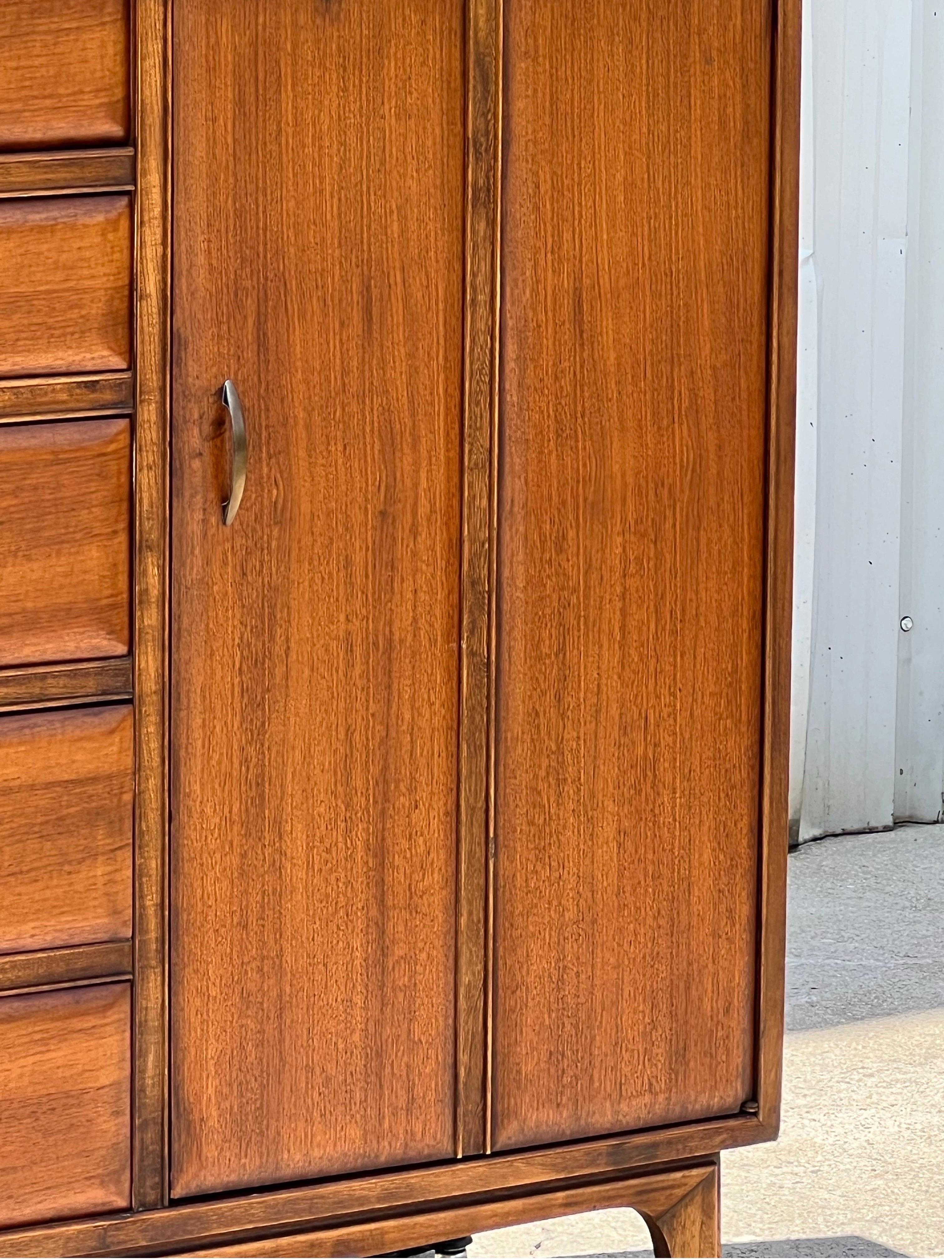 Mid-20th Century Mid-Century Walnut Tall Boy by Lane Furniture For Sale