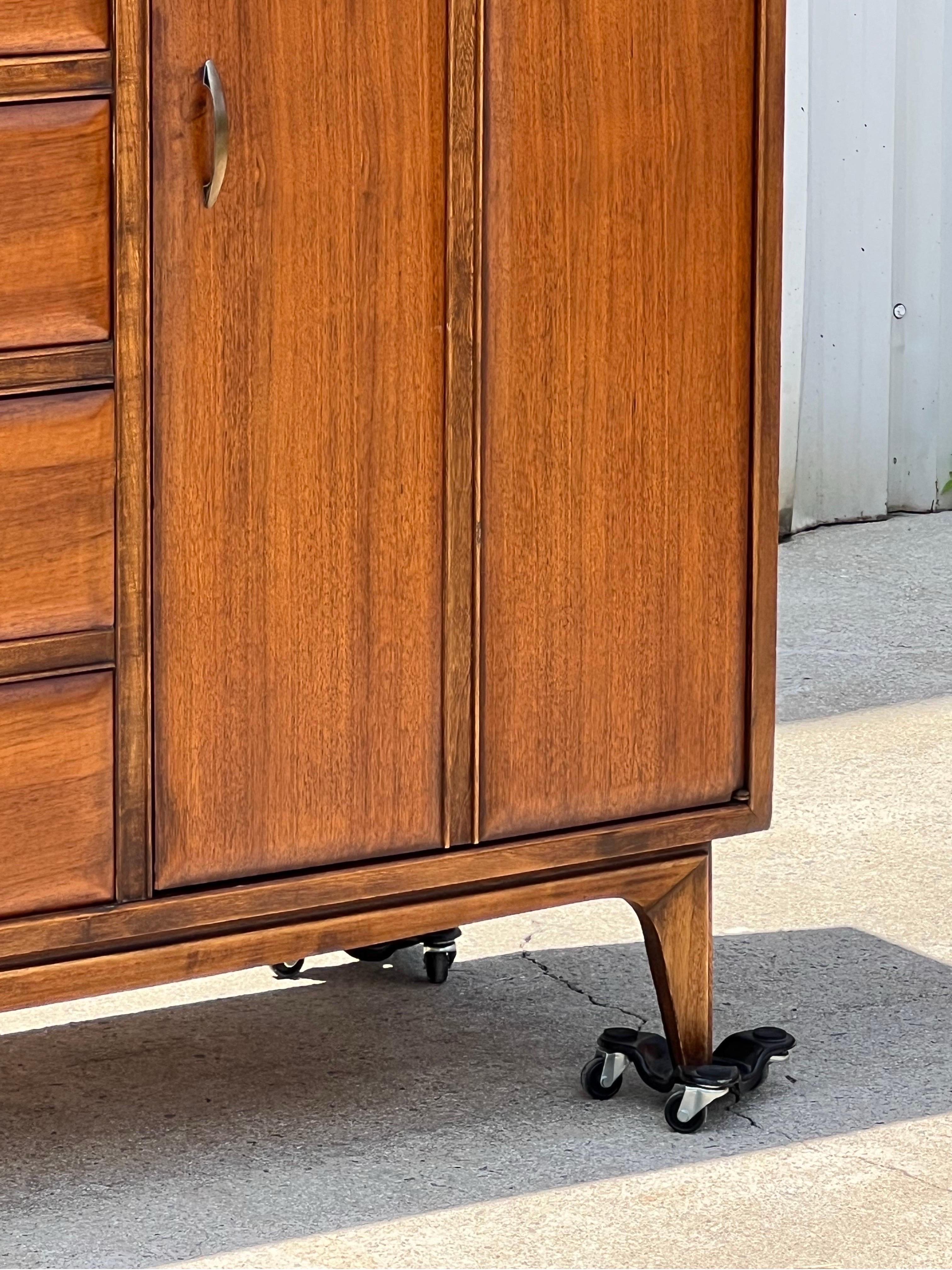 Mid-Century Walnut Tall Boy by Lane Furniture For Sale 1