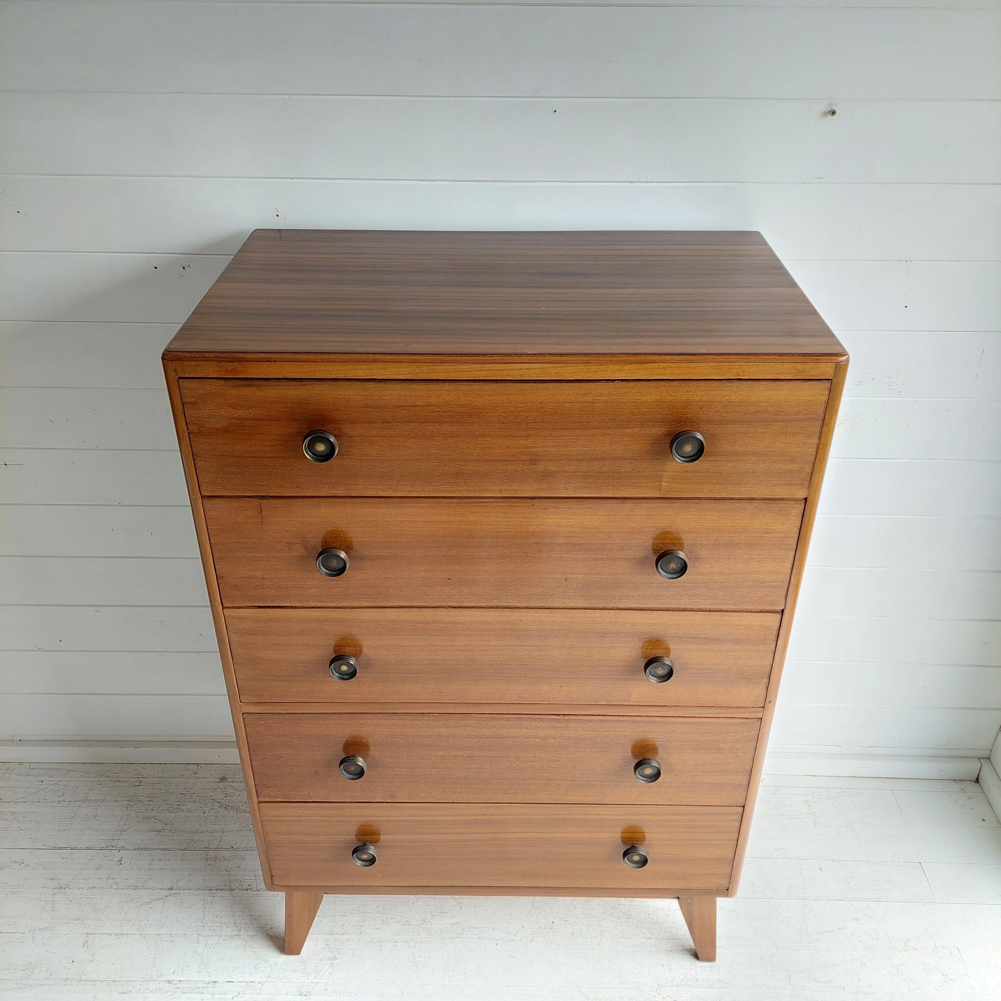 Mid Century Walnut Tall Boy Chest of drawers, Herbert Gibbs  50s  60s 4