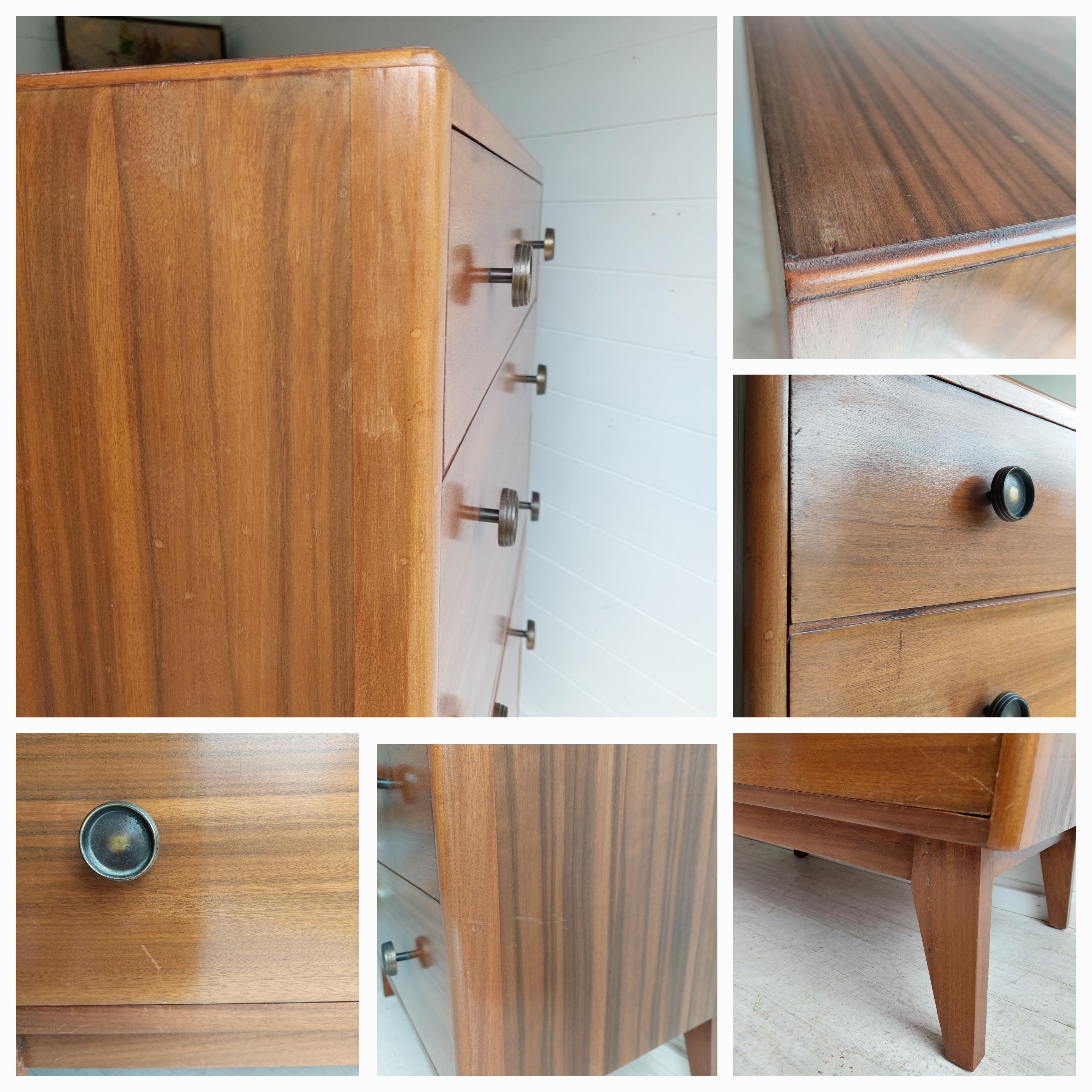 Mid Century Walnut Tall Boy Chest of drawers, Herbert Gibbs  50s  60s 13