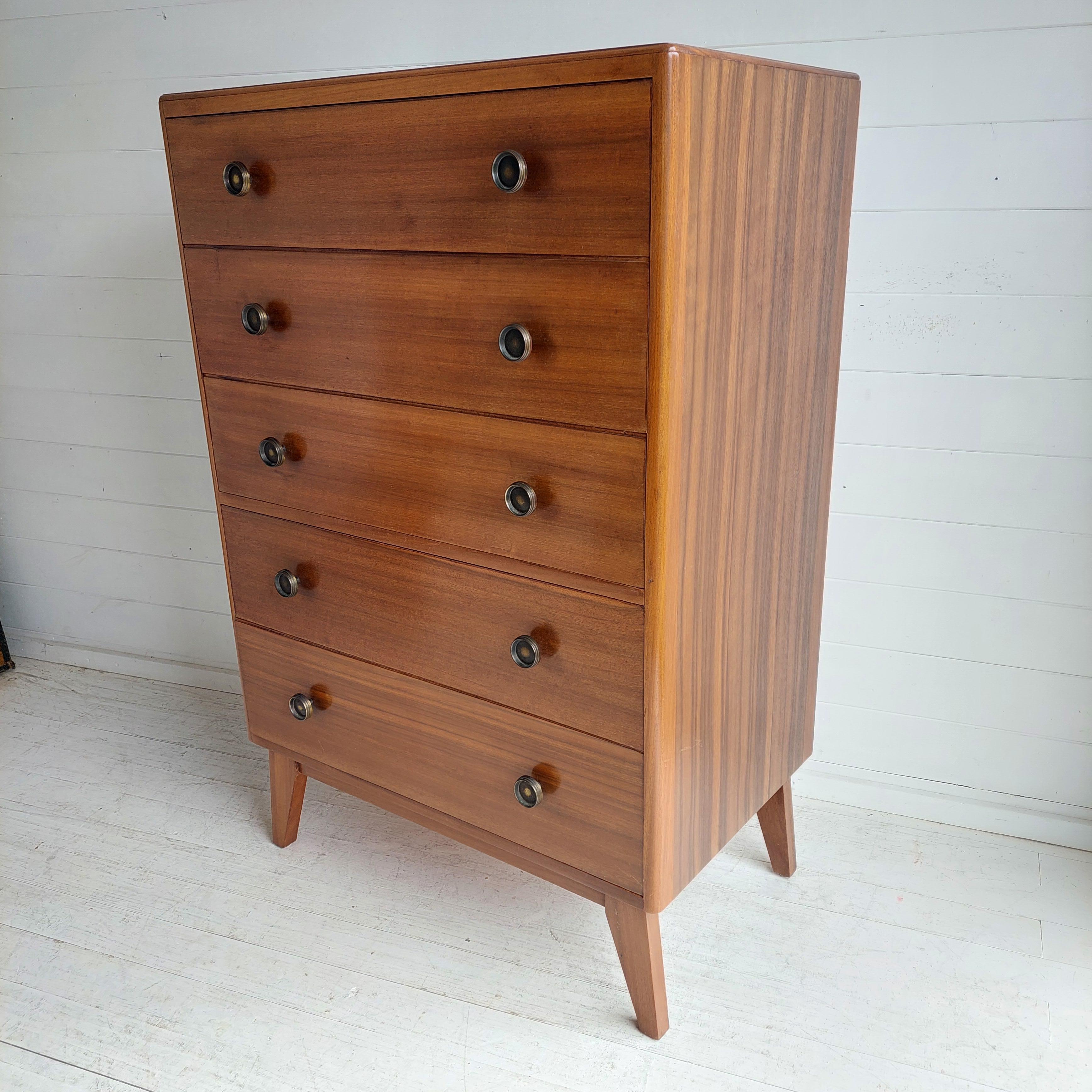 Mid-Century Modern Mid Century Walnut Tall Boy Chest of drawers, Herbert Gibbs  50s  60s