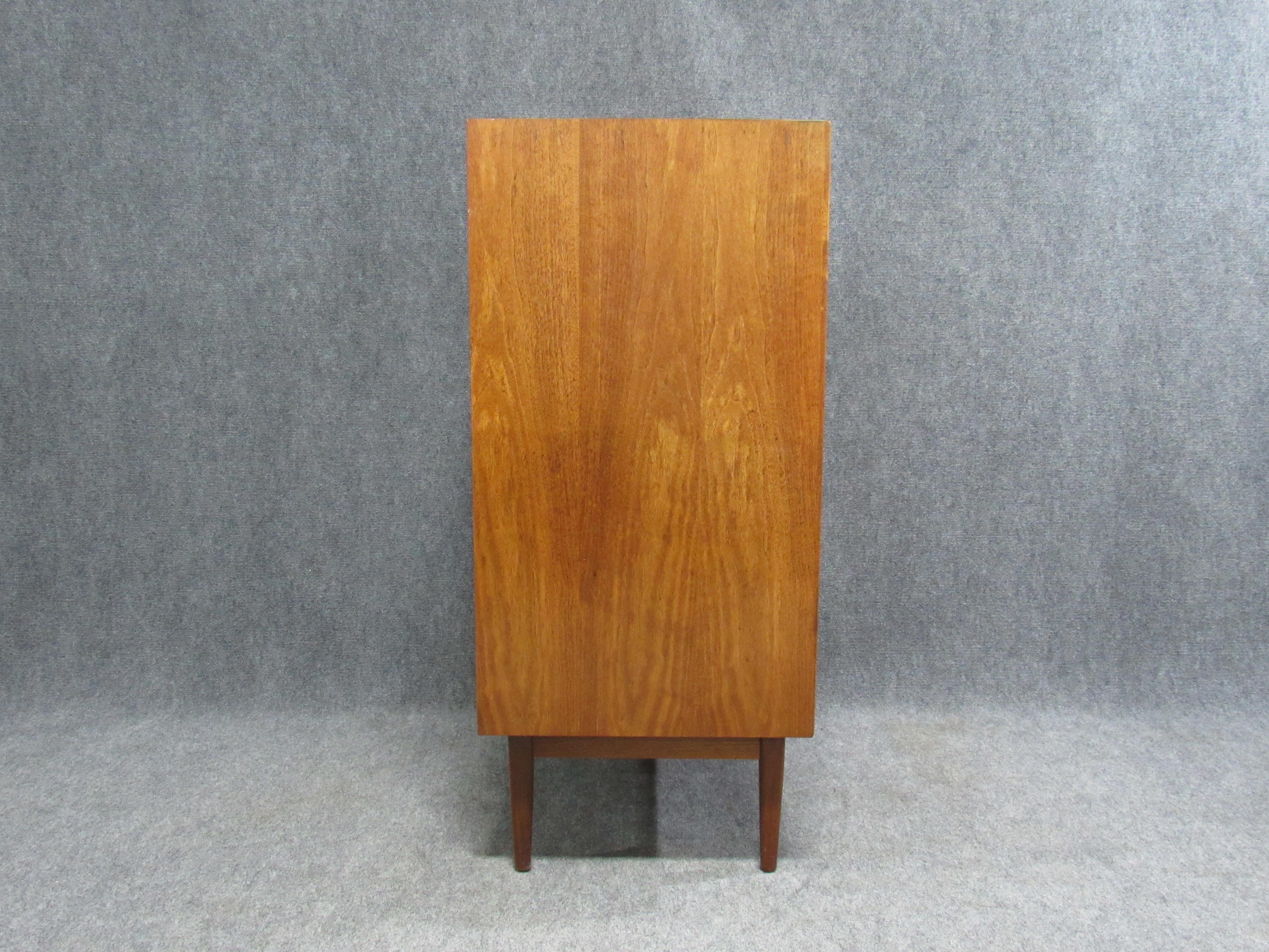 Midcentury Walnut Tall Chest of Drawers by Kipp Stewart for Drexel In Good Condition In Belmont, MA