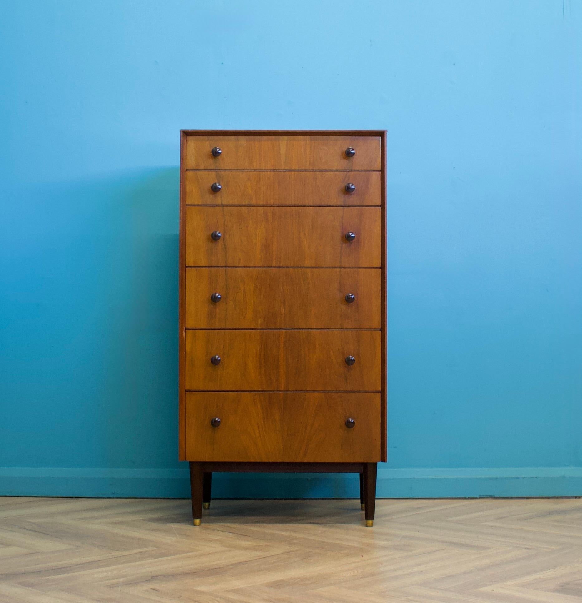 European Mid Century Walnut Tallboy Chest of Drawers from G Plan, 1950s