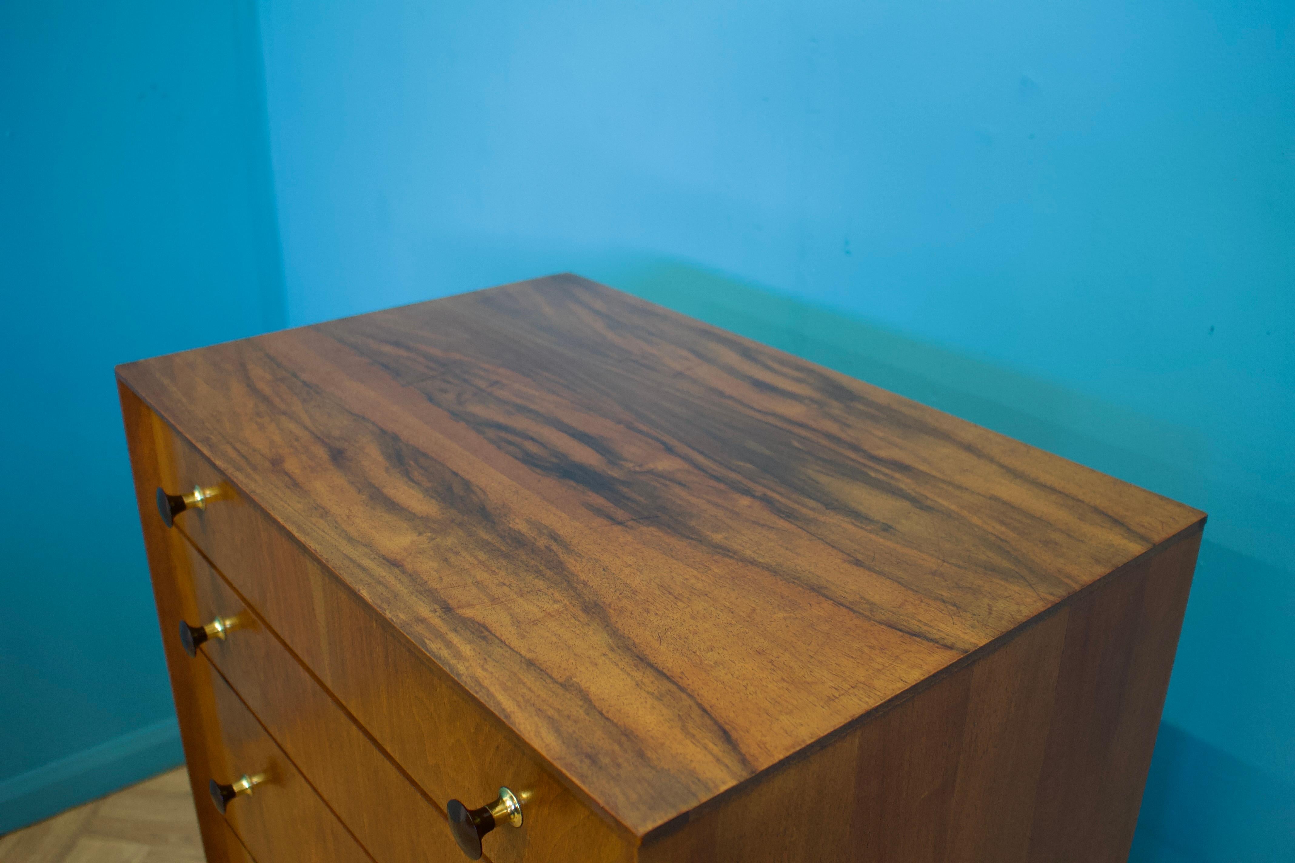 Mid Century Walnut Tallboy Chest of Drawers from G Plan, 1950s In Good Condition In South Shields, GB