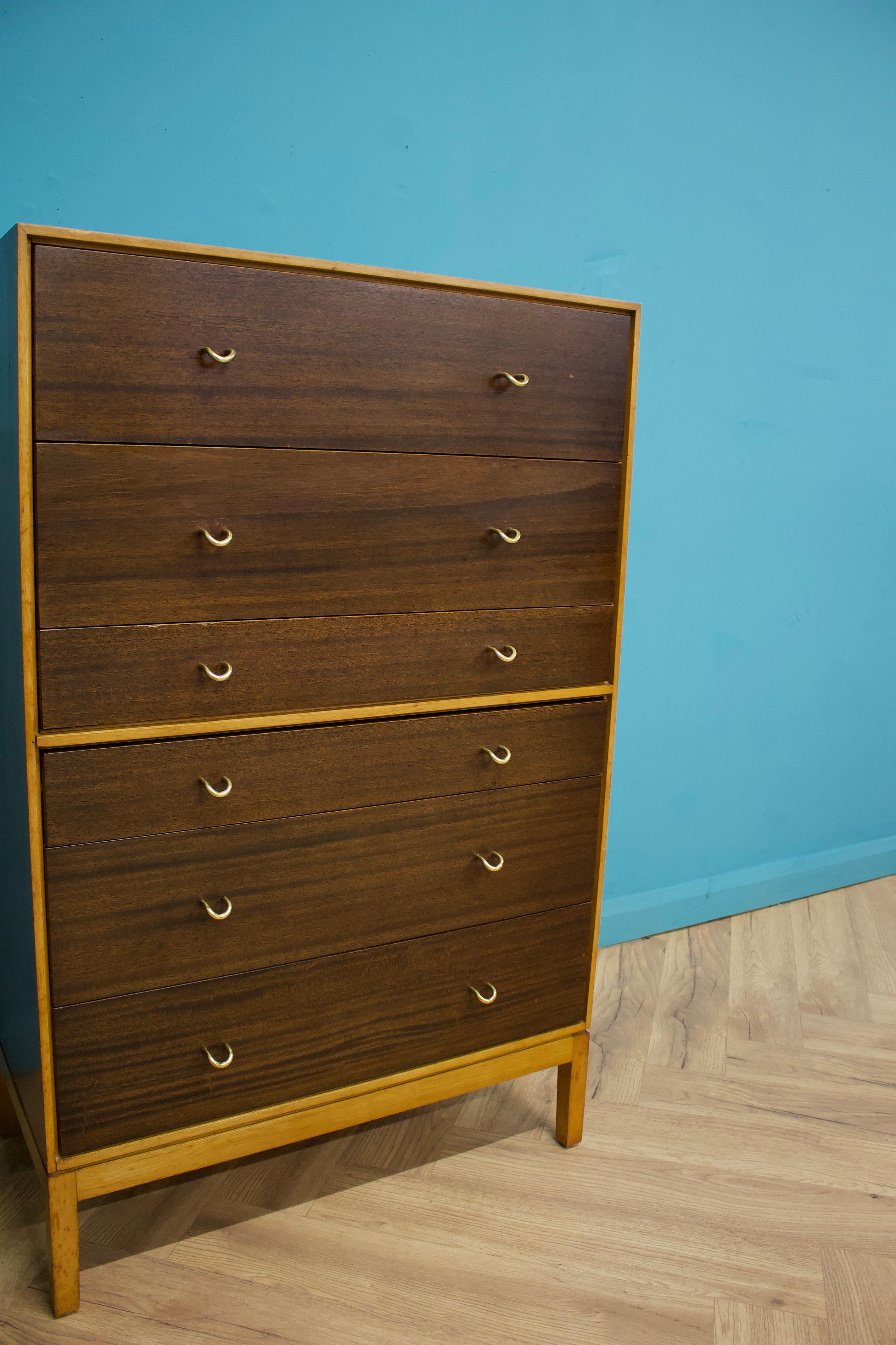 Mid Century Walnut Tallboy Chest of Drawers from Stag John & Sylvia Reid, 1960s In Good Condition In South Shields, GB