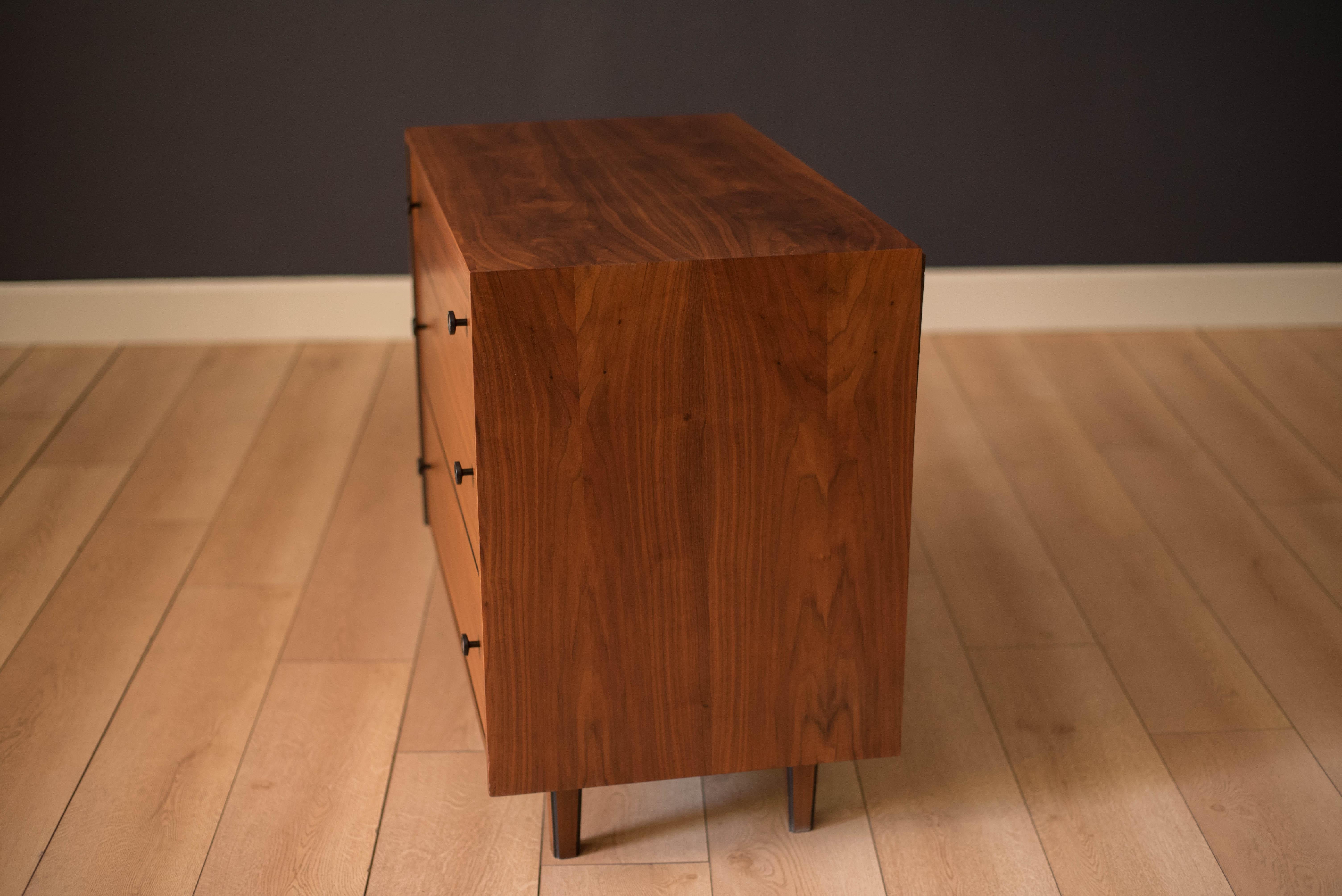 Mid Century Walnut Three-Drawer Dresser Chest 1
