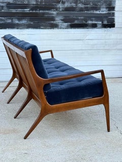 Mid-Century Walnut Three Seater Sofa