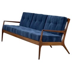 Mid-Century Walnut Three Seater Sofa