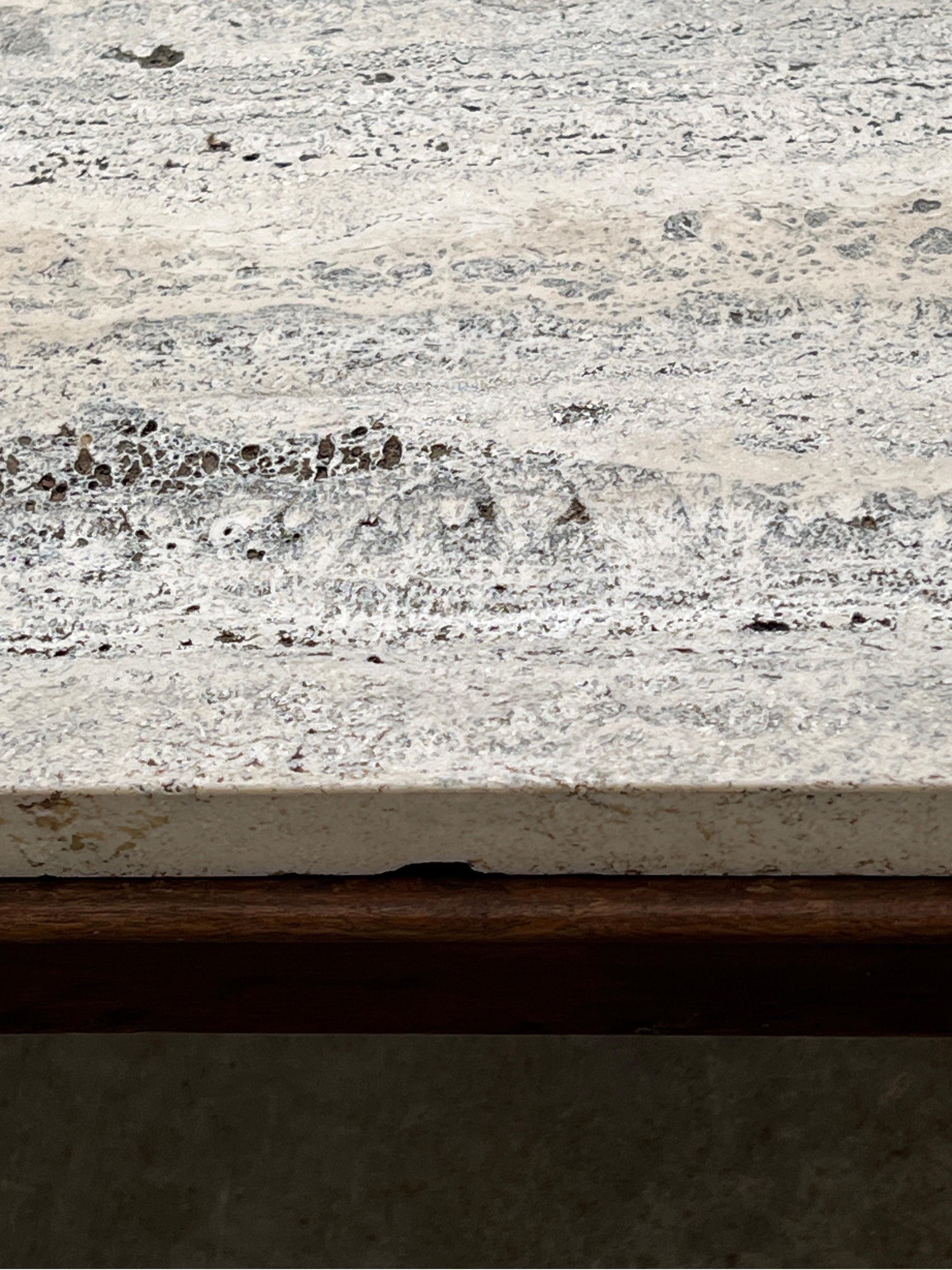 19th Century Mid Century Walnut Travertine Coffee Table