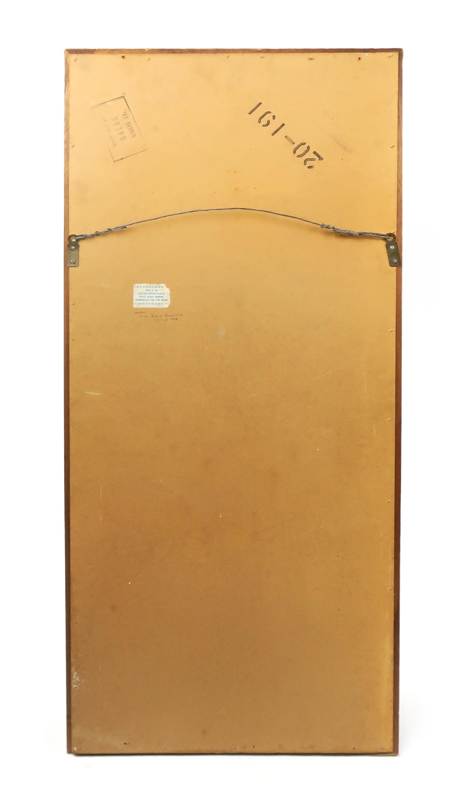 Midcentury Walnut Wall Mirror In Good Condition In Brooklyn, NY