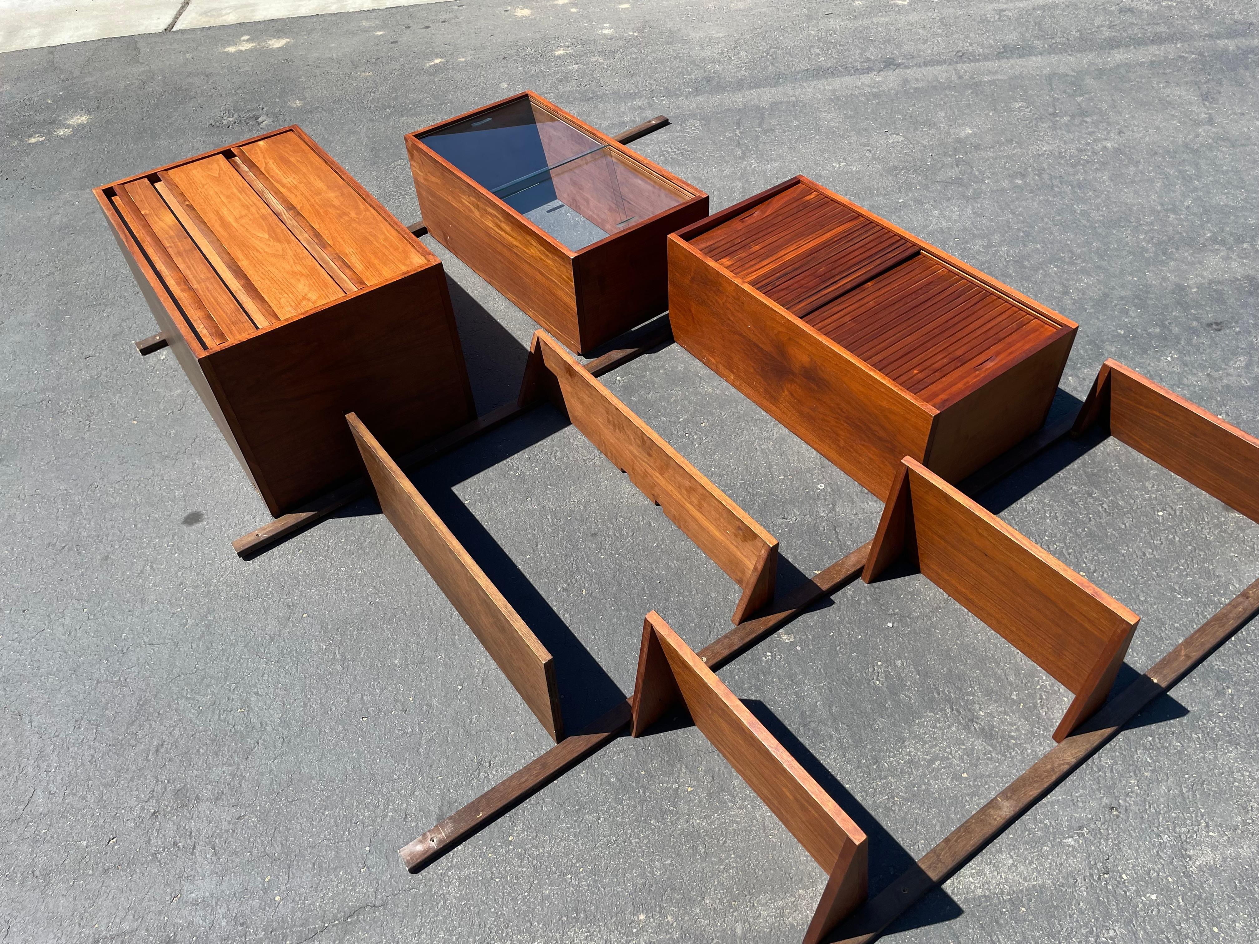 Mid Century Walnut Wall Unit - 87” Wide In Good Condition In Spring Valley, CA