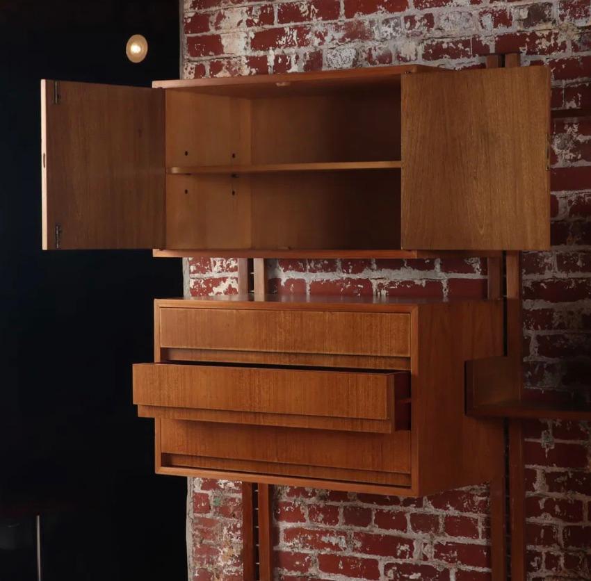 Danish Mid-century Walnut Wall Unit in the style of Poul Cadovius, c. 1960 For Sale