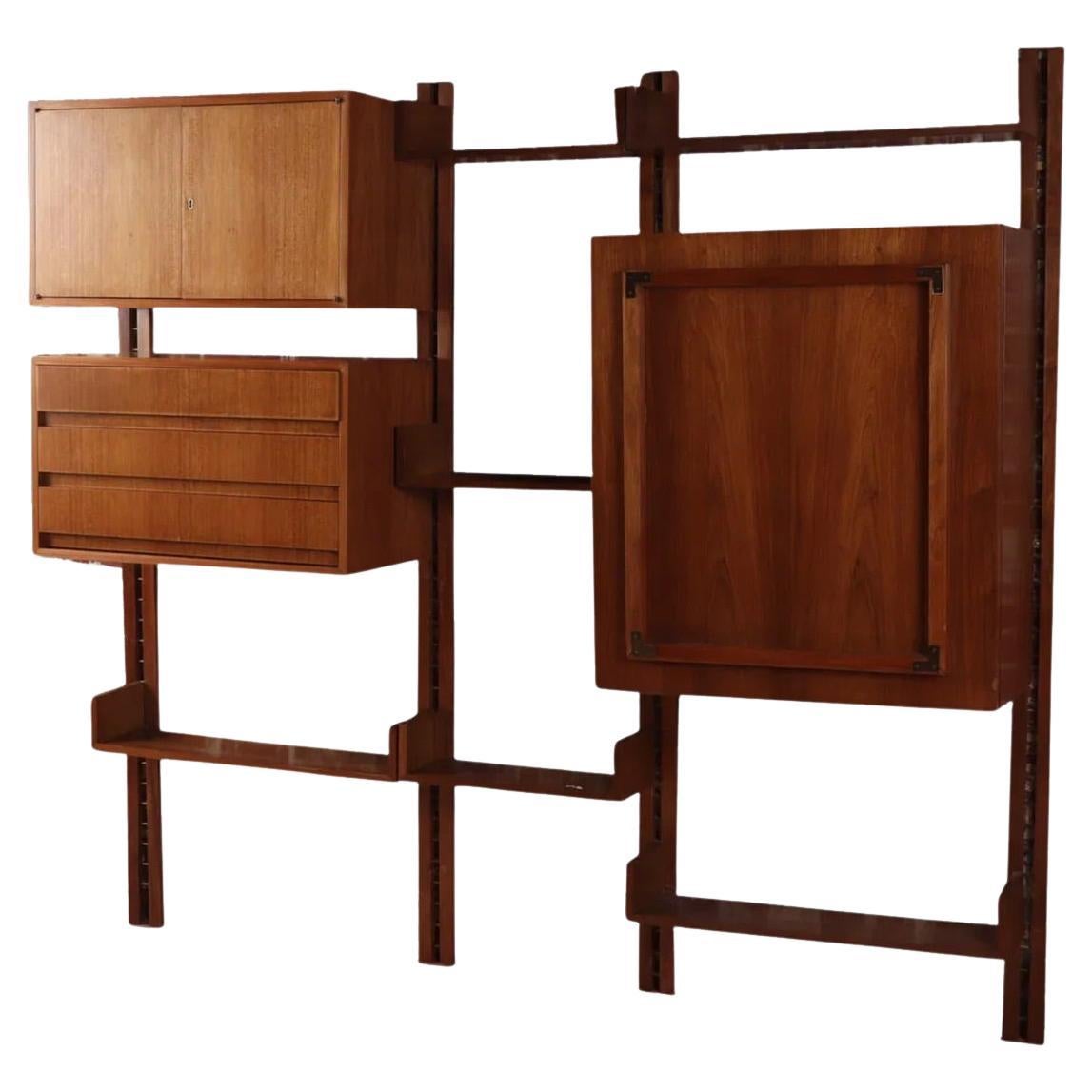 Mid-century Walnut Wall Unit in the style of Poul Cadovius, c. 1960