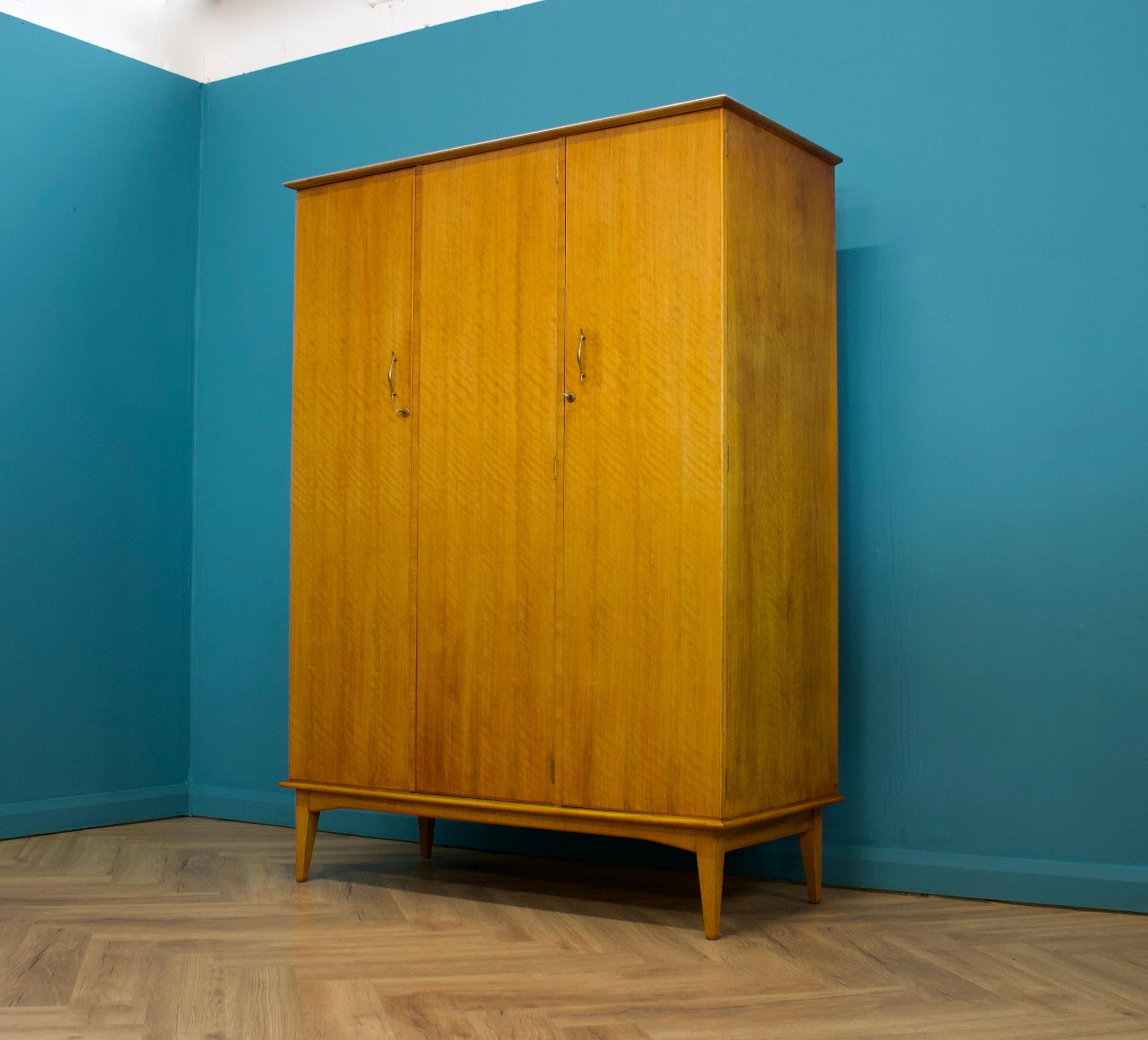 British Mid Century Walnut Wardrobe by Alfred COX for Heals, 1960s For Sale