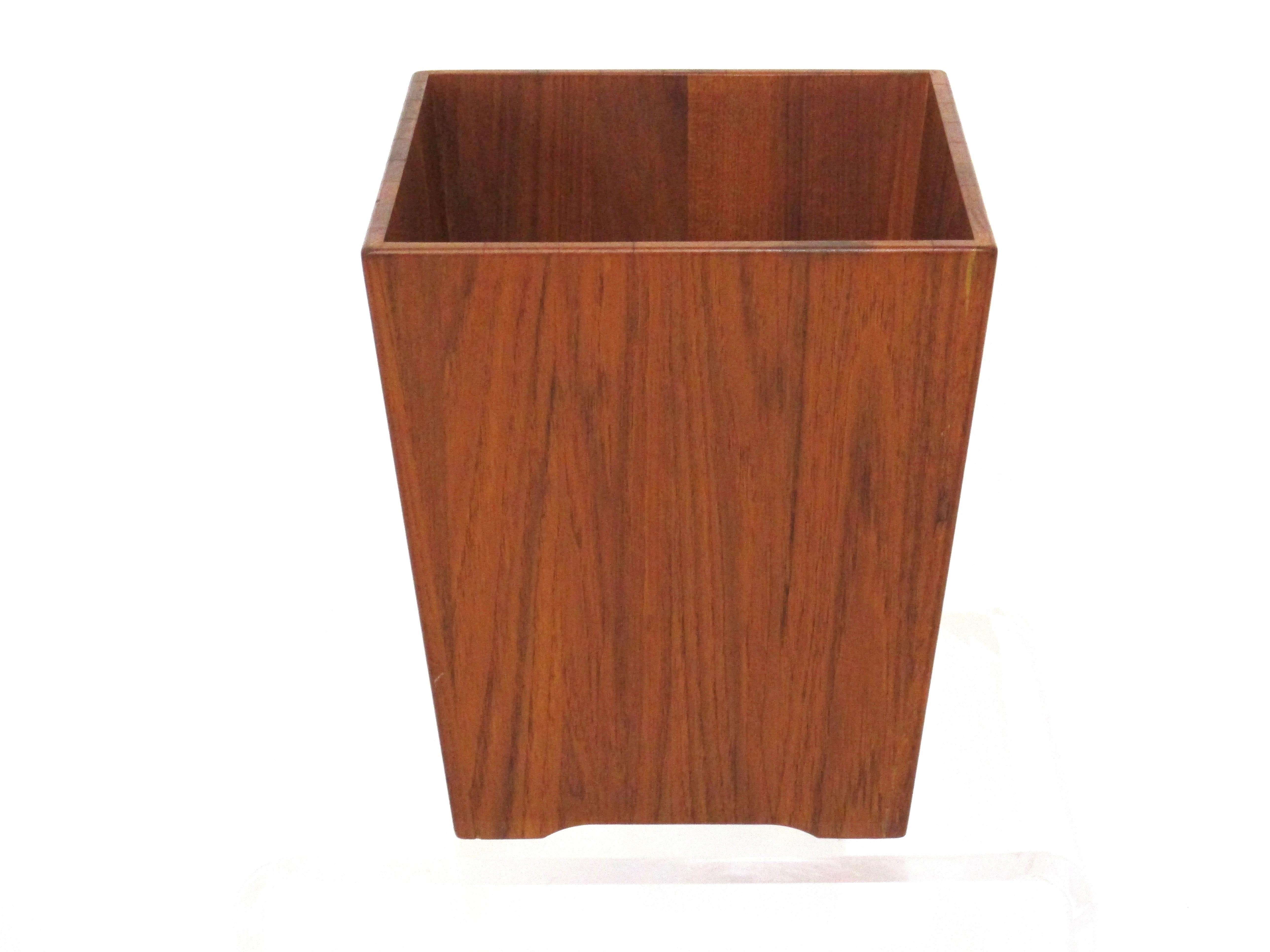 Mid Century Walnut Waste Basket in the Style of Jens Risom 2