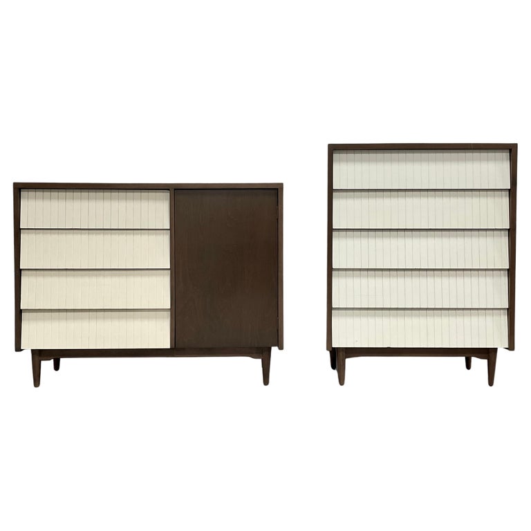 Midcentury Walnut + White Bedroom Set by Lawrence Peabody for Child Craft For Sale at 1stDibs