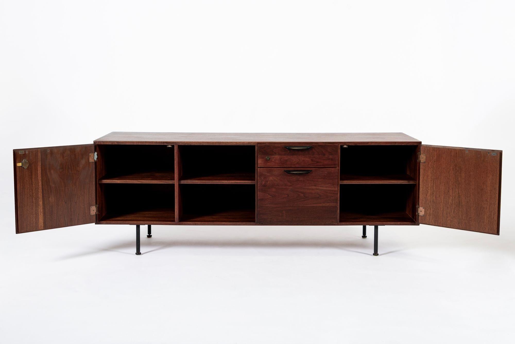 Mid-Century Modern Mid Century Walnut Wood File Cabinet Credenza by Jens Risom For Sale