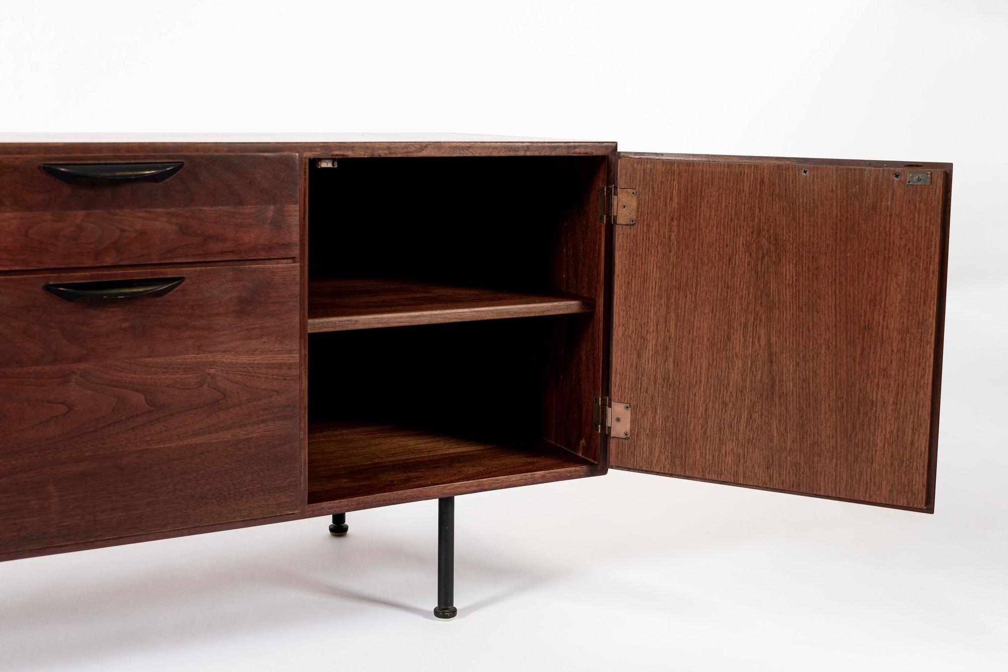 Mid-20th Century Mid Century Walnut Wood File Cabinet Credenza by Jens Risom For Sale
