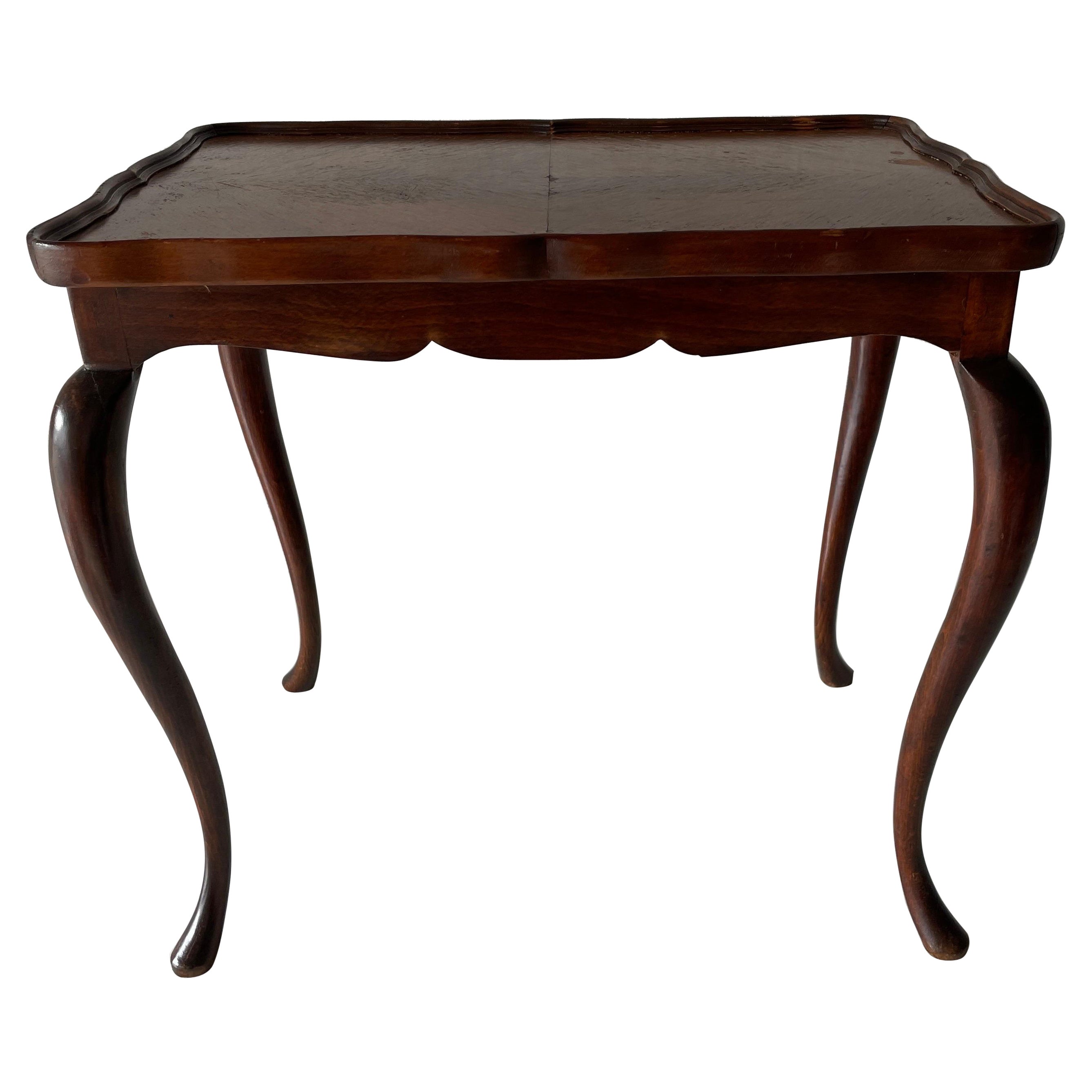 Mid-century Walnut Wood Side Coffee Table, 1950s, Germany For Sale